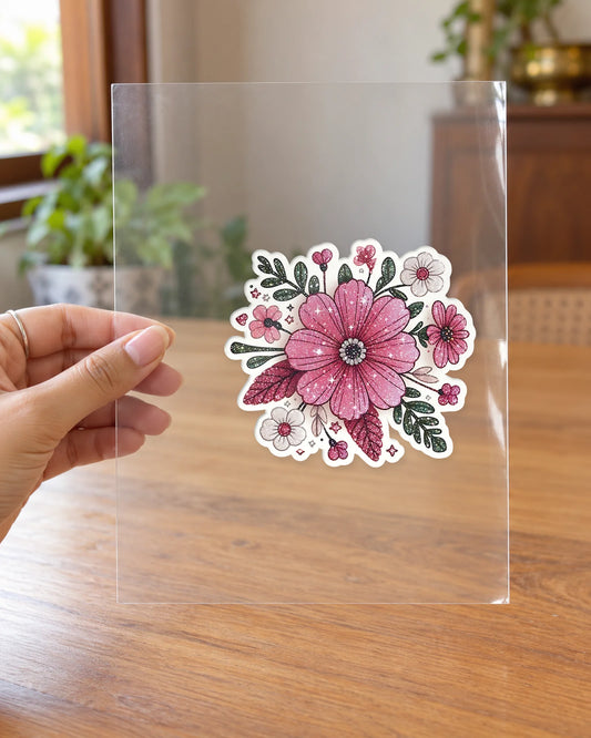 Scarlet Garden Party hard surface patch on clear film