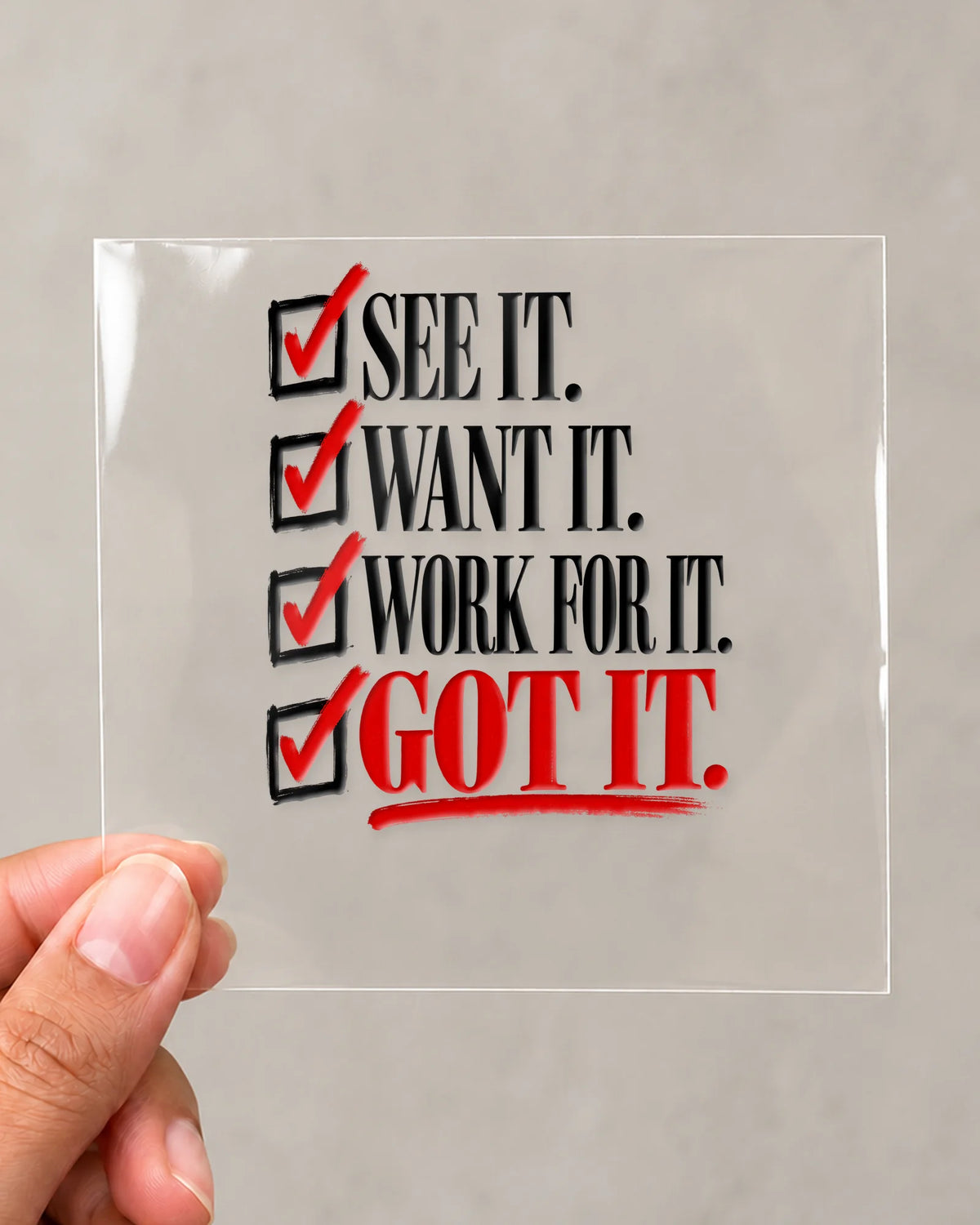 See It Get It hard surface patch on clear film