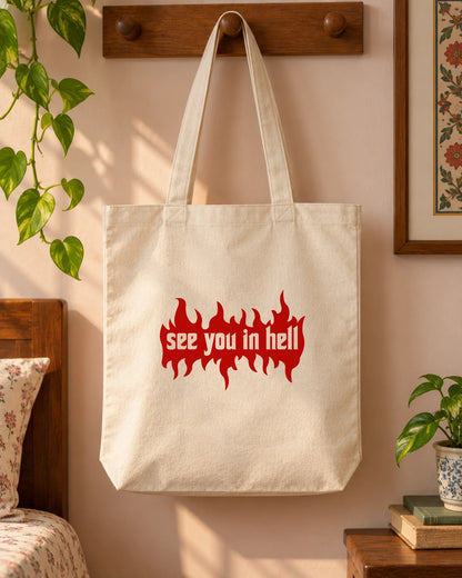 See You In Hell iron-on patch on clothes