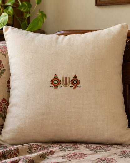 Shankh Chakra Namam embroidery-look iron-on patch | Thread Theory