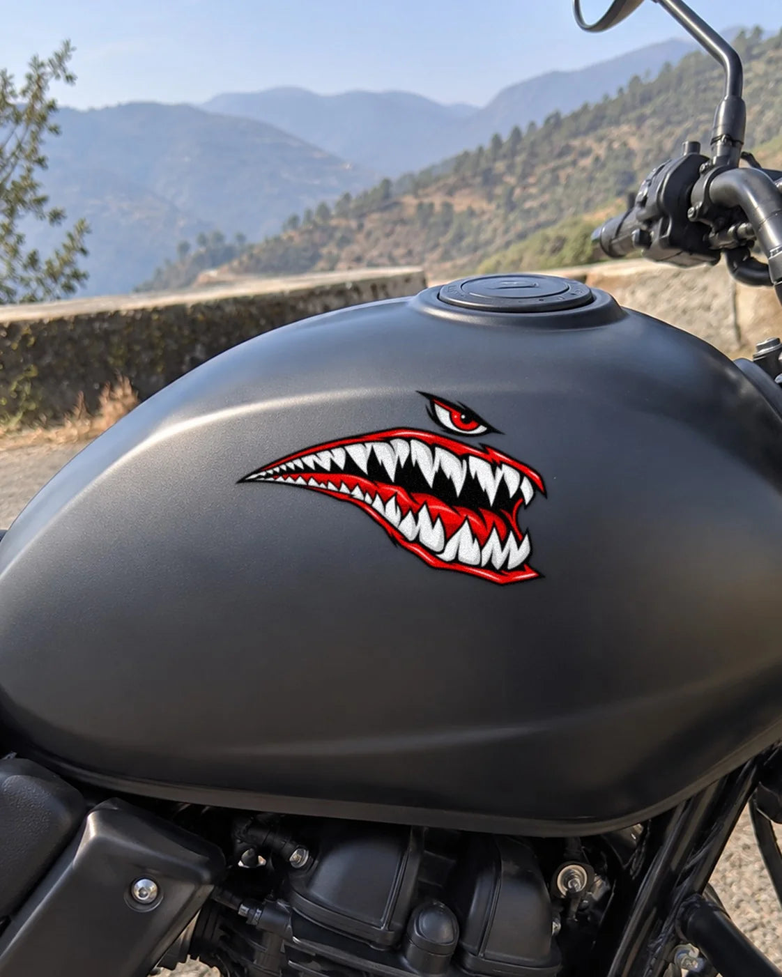 Shark Mouth bike patch on a bike