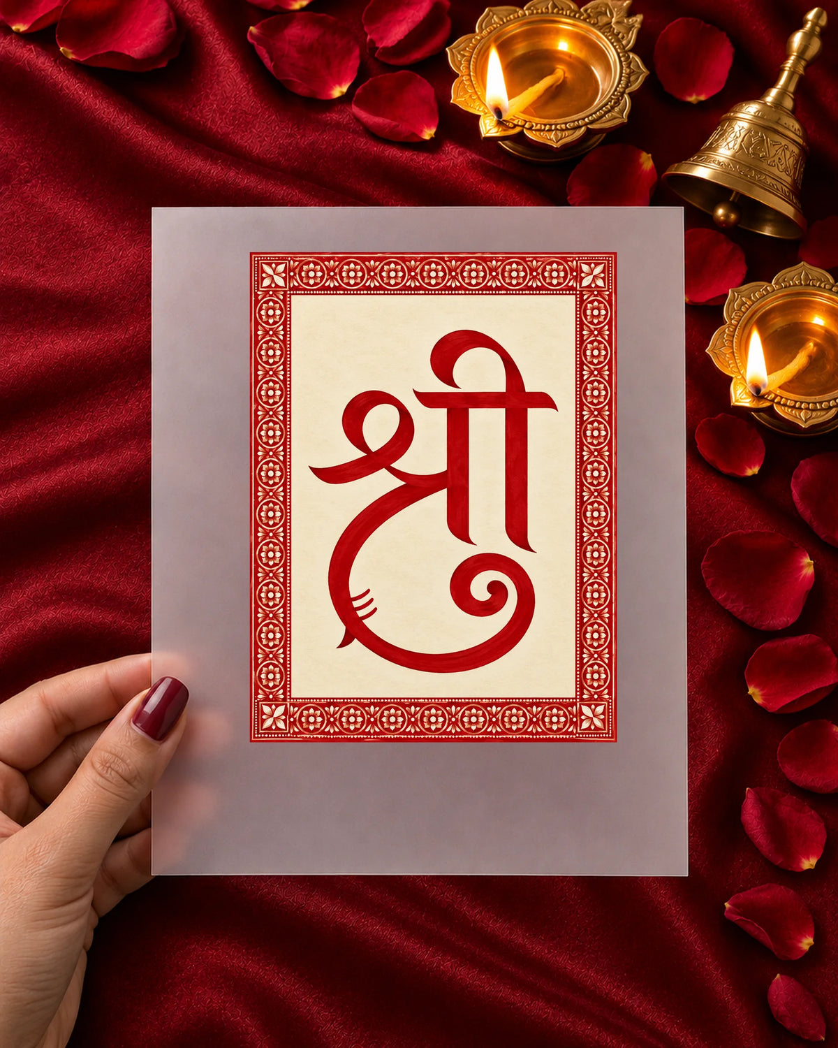 Shri iron-on patch in hand