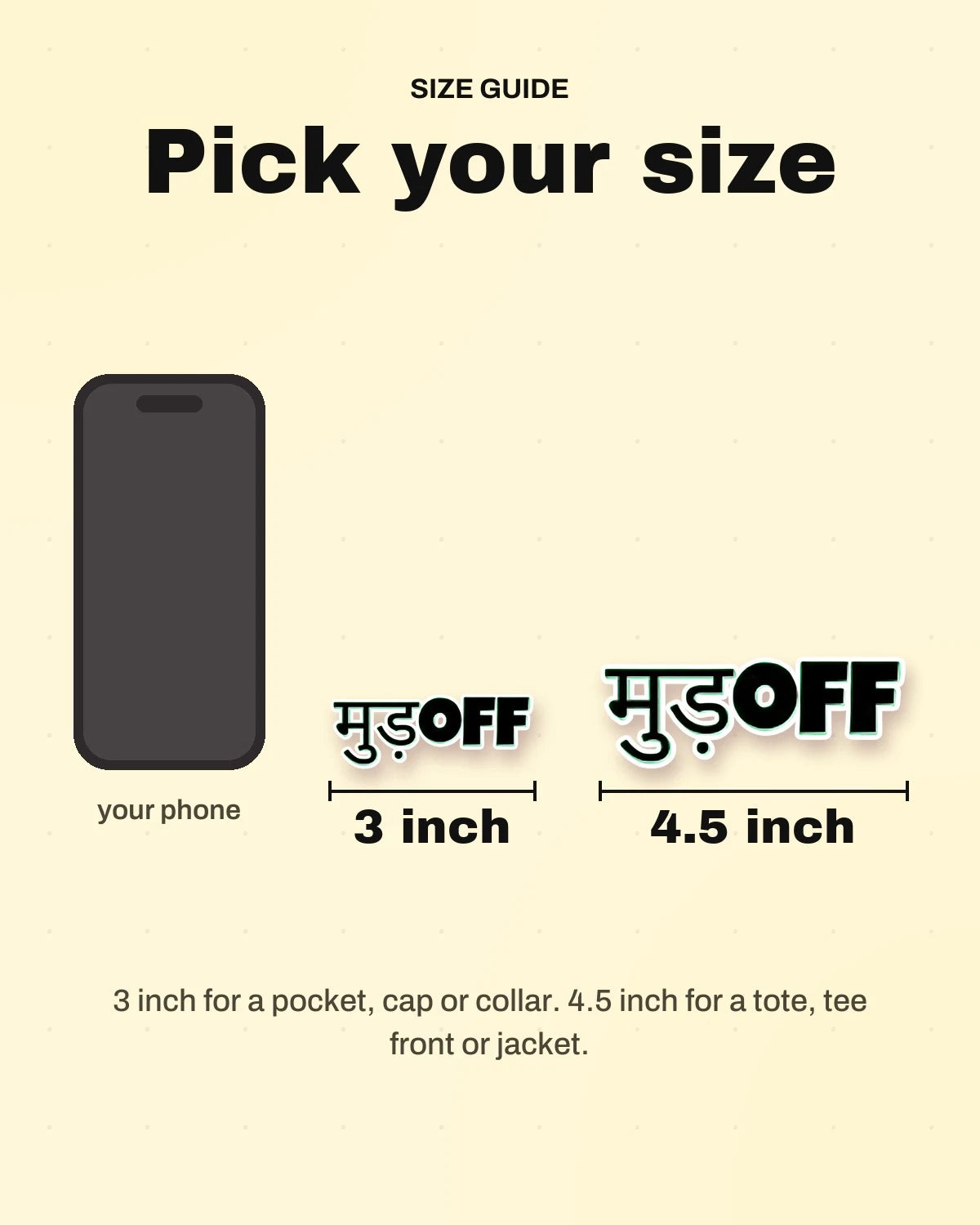 Size guide: 3 inch and 4.5 inch