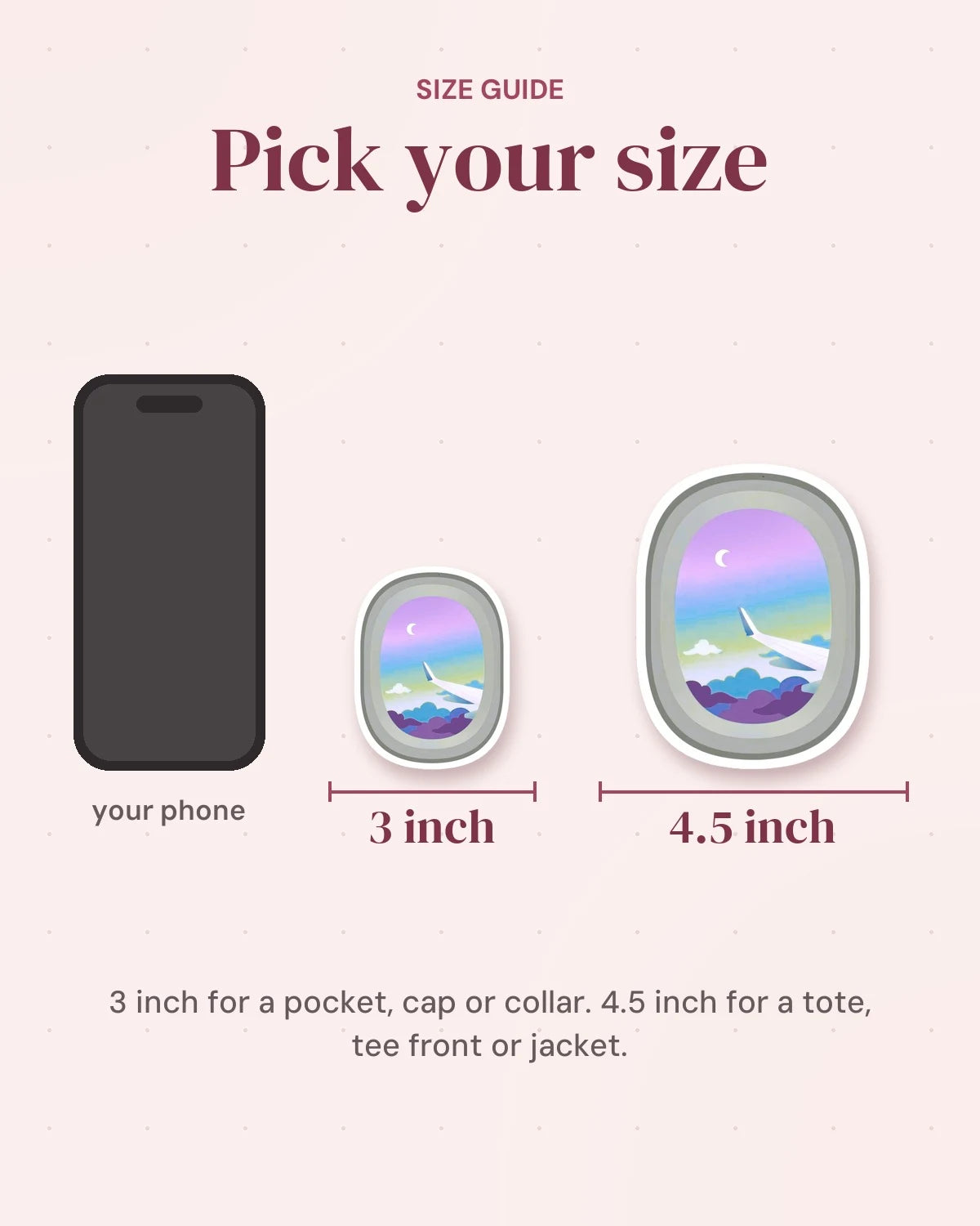 Size guide: 3 inch and 4.5 inch