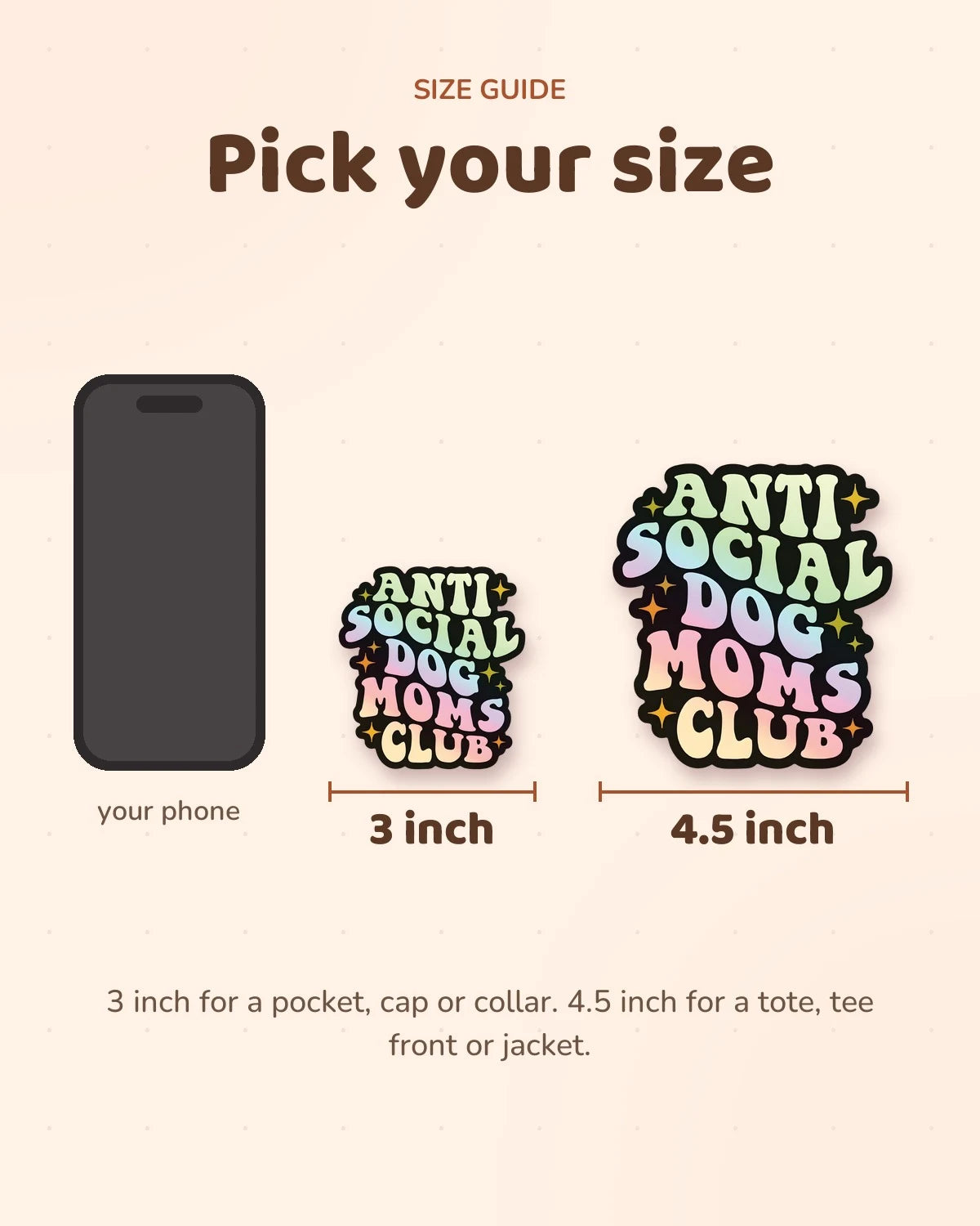 Size guide: 3 inch and 4.5 inch