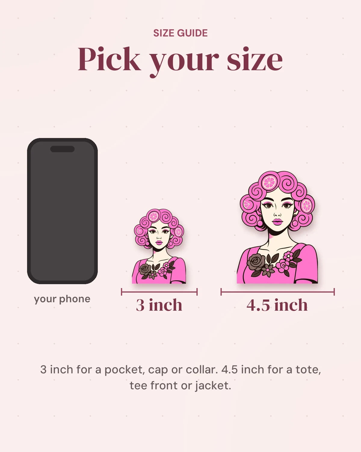 Size guide: 3 inch and 4.5 inch