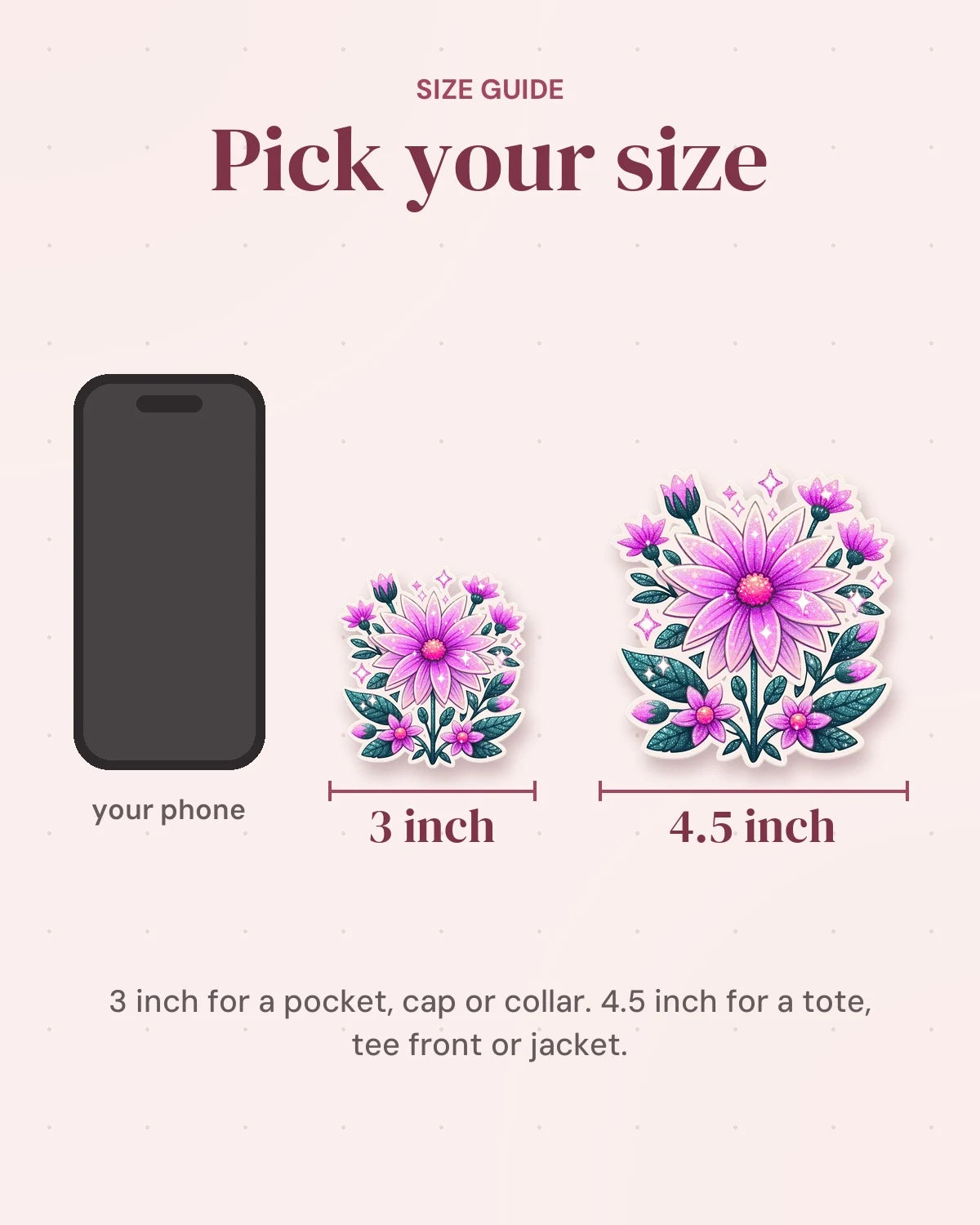 Size guide: 3 inch and 4.5 inch