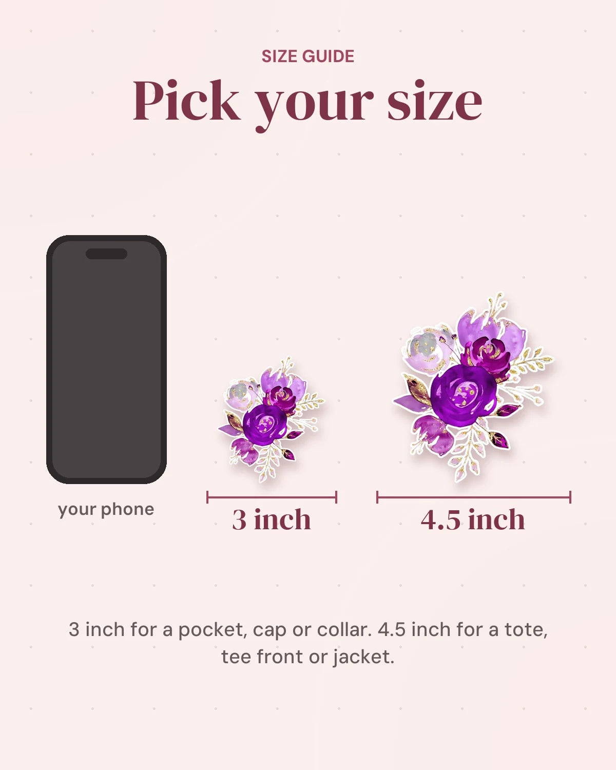 Size guide: 3 inch and 4.5 inch