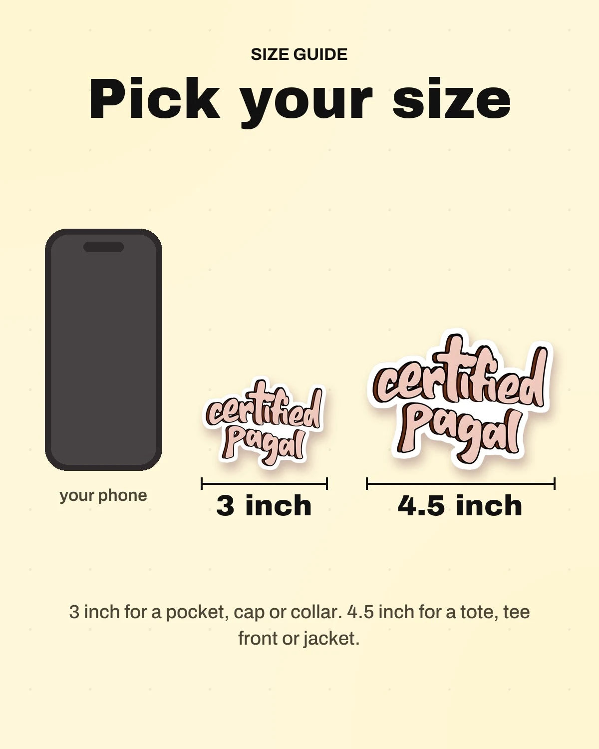 Size guide: 3 inch and 4.5 inch