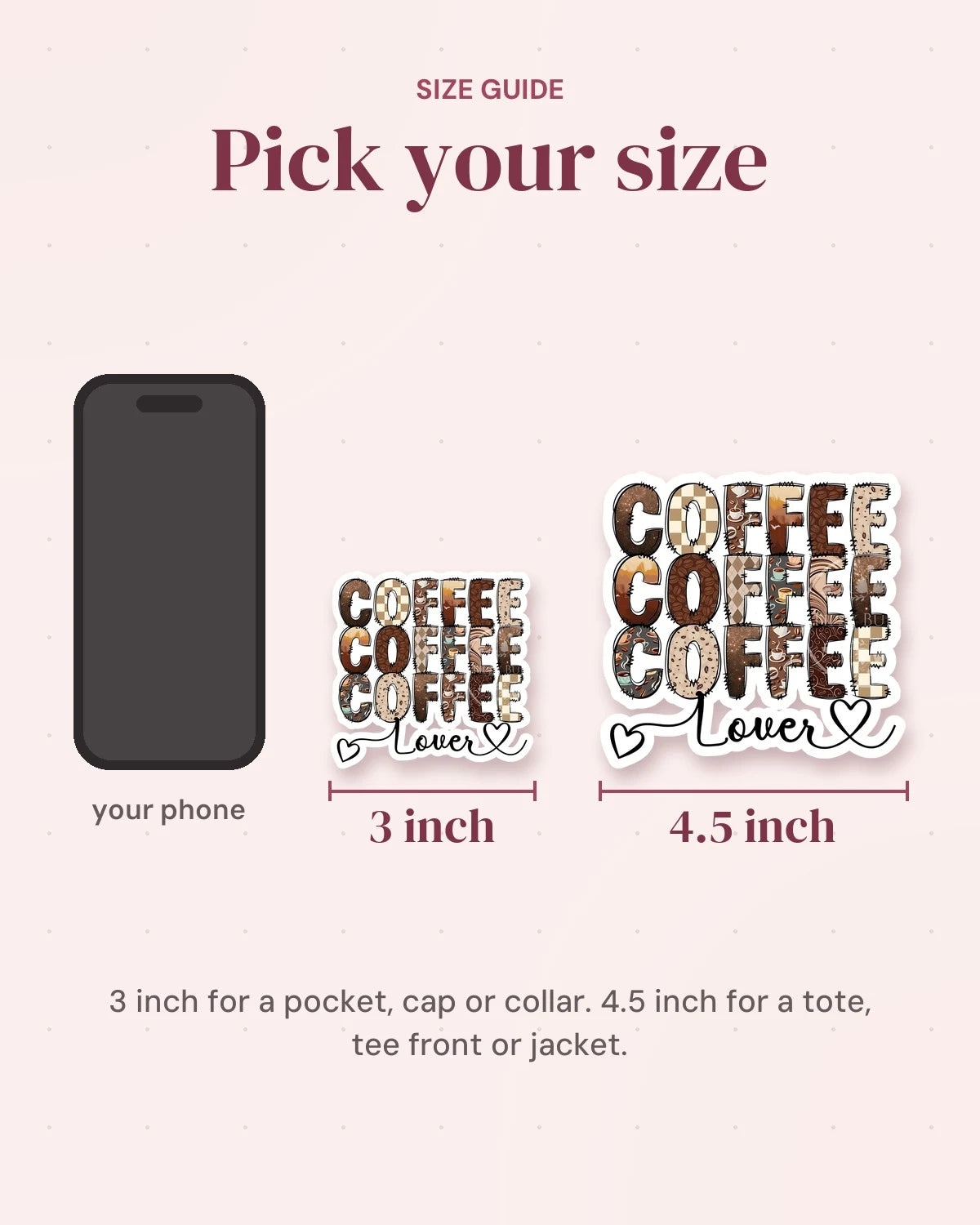 Size guide: 3 inch and 4.5 inch