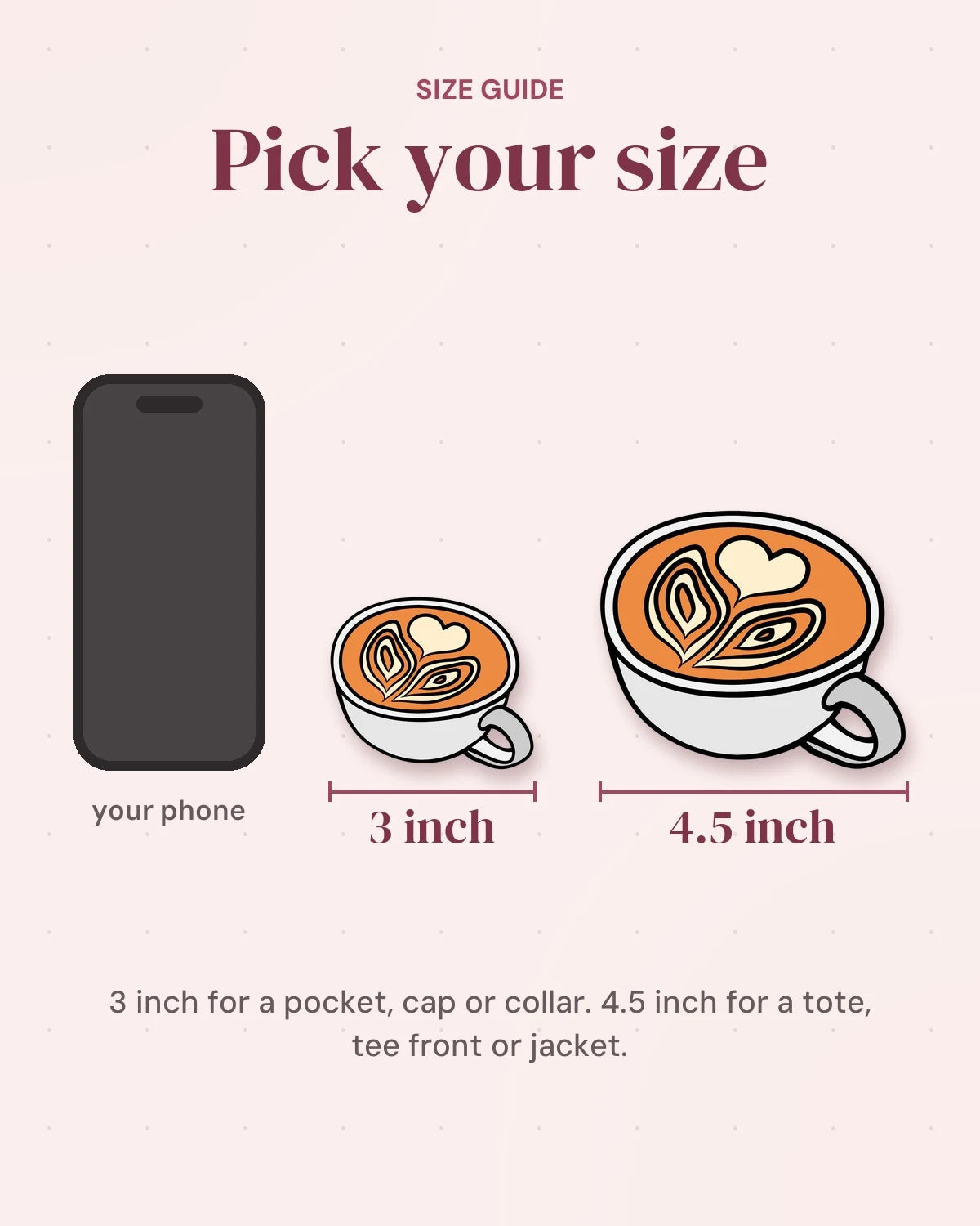 Size guide: 3 inch and 4.5 inch