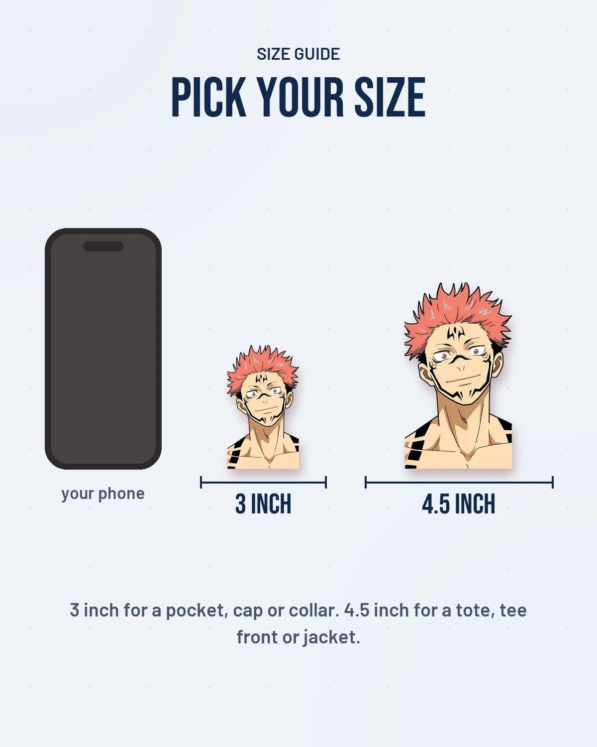 Size guide: 3 inch and 4.5 inch