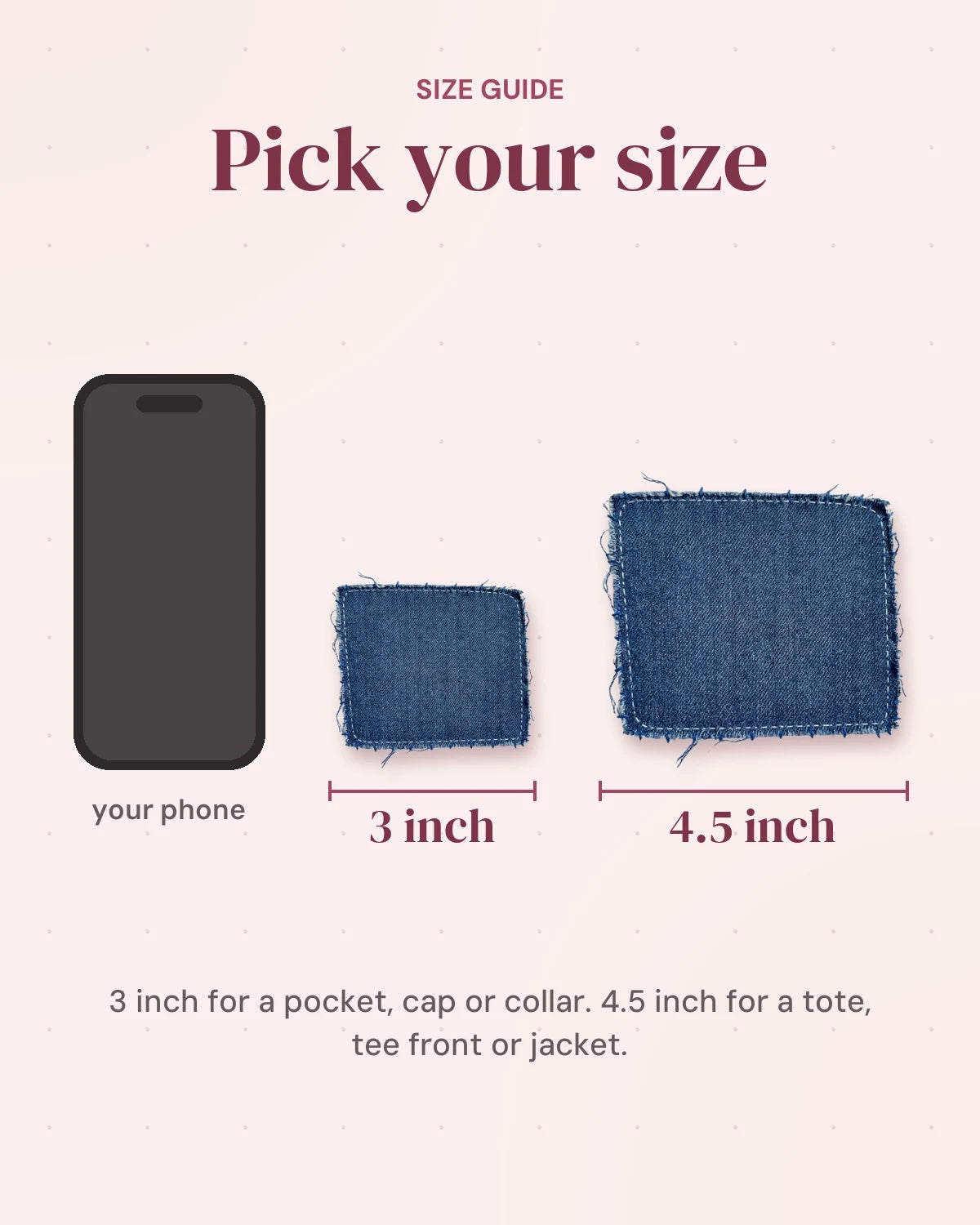 Size guide: 3 inch and 4.5 inch