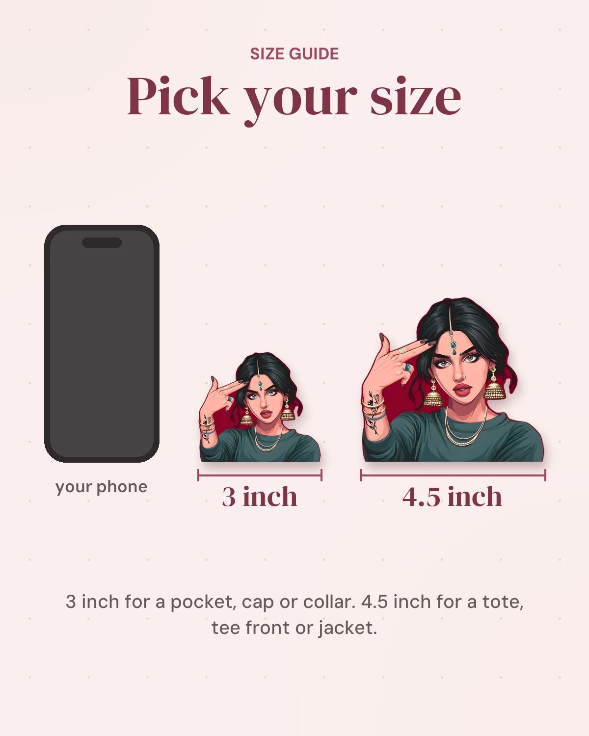 Size guide: 3 inch and 4.5 inch