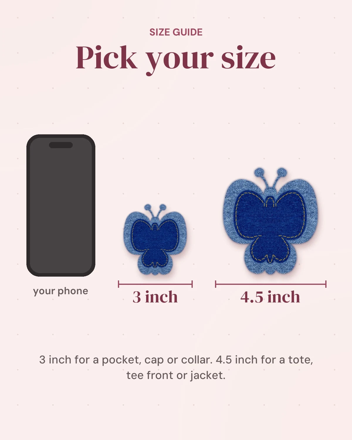 Size guide: 3 inch and 4.5 inch