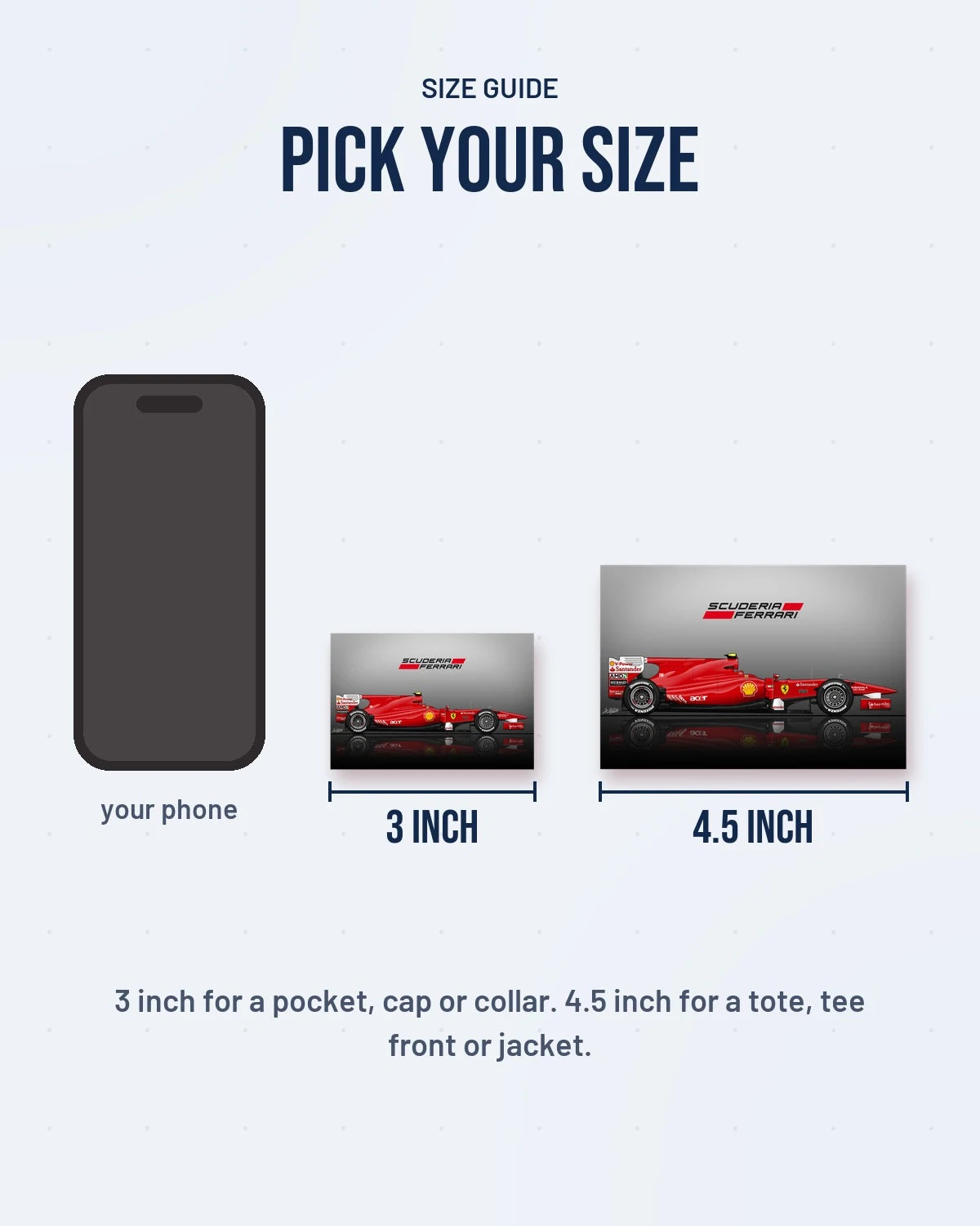Size guide: 3 inch and 4.5 inch