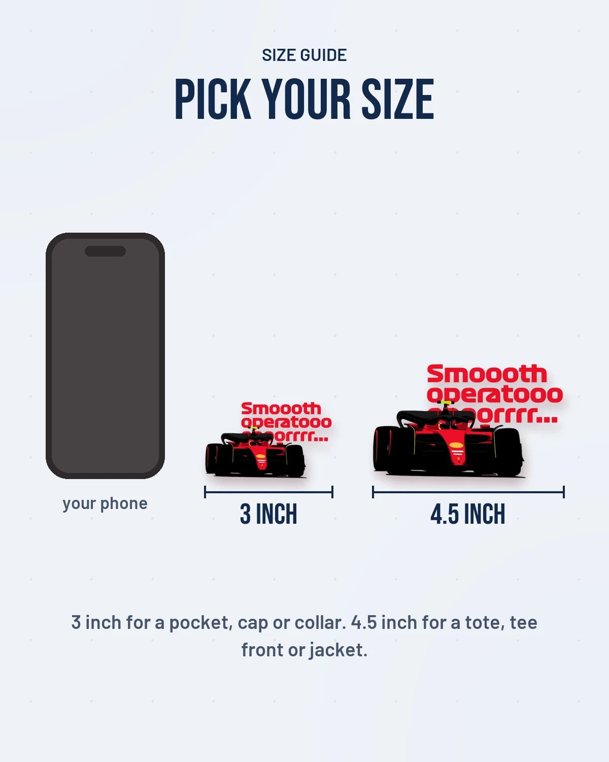 Size guide: 3 inch and 4.5 inch