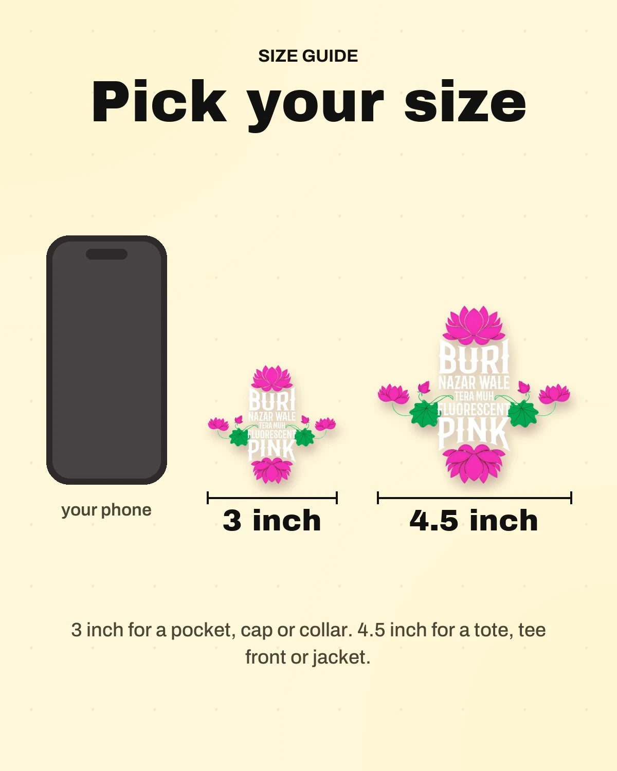 Size guide: 3 inch and 4.5 inch