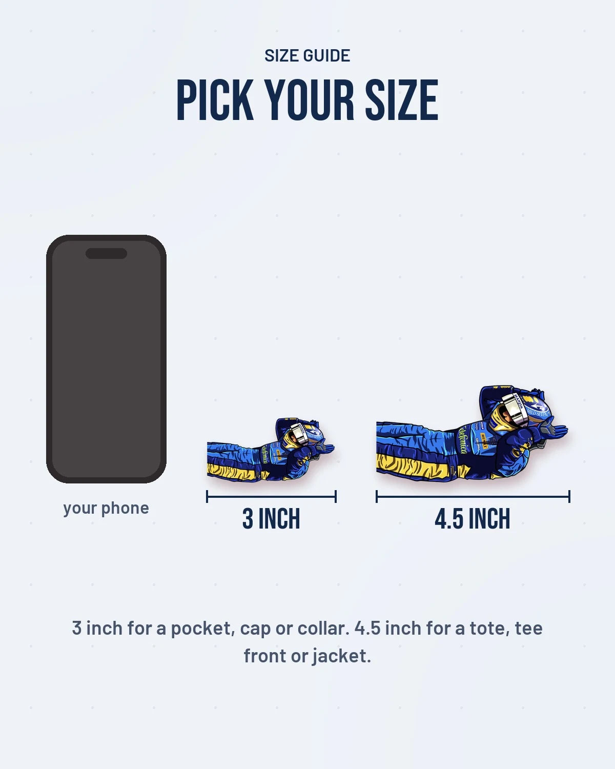 Size guide: 3 inch and 4.5 inch