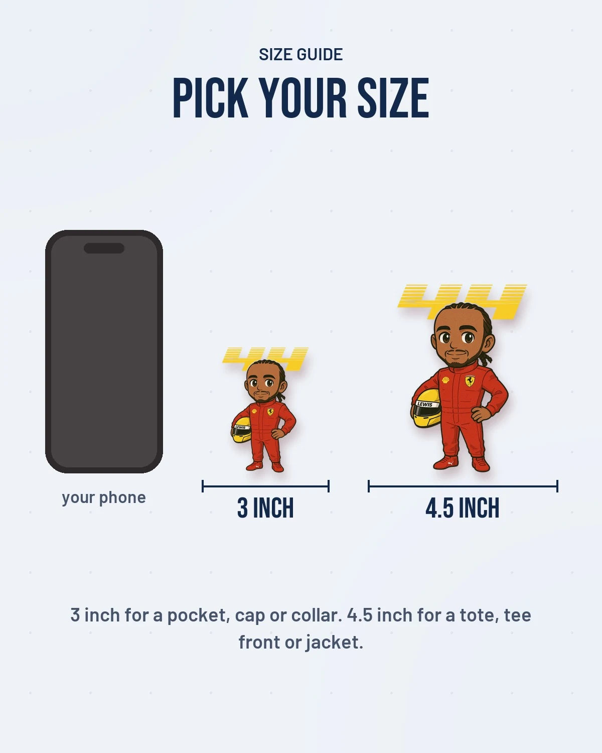 Size guide: 3 inch and 4.5 inch