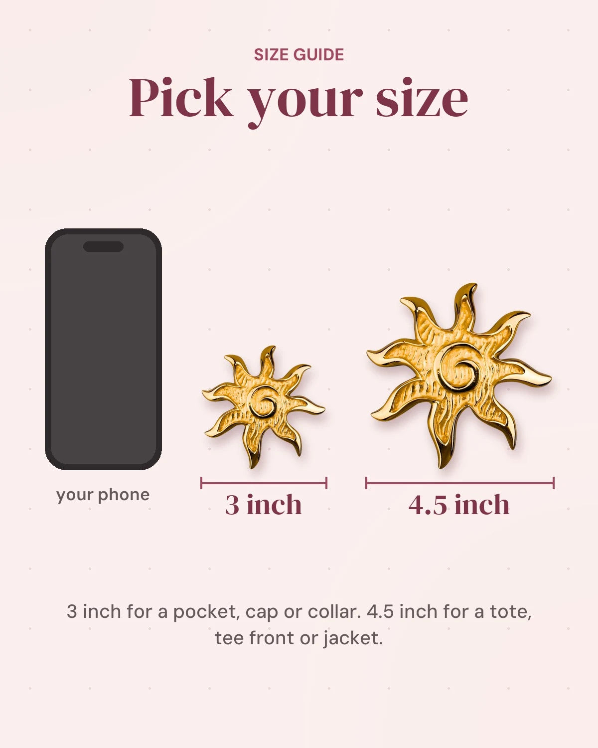 Size guide: 3 inch and 4.5 inch