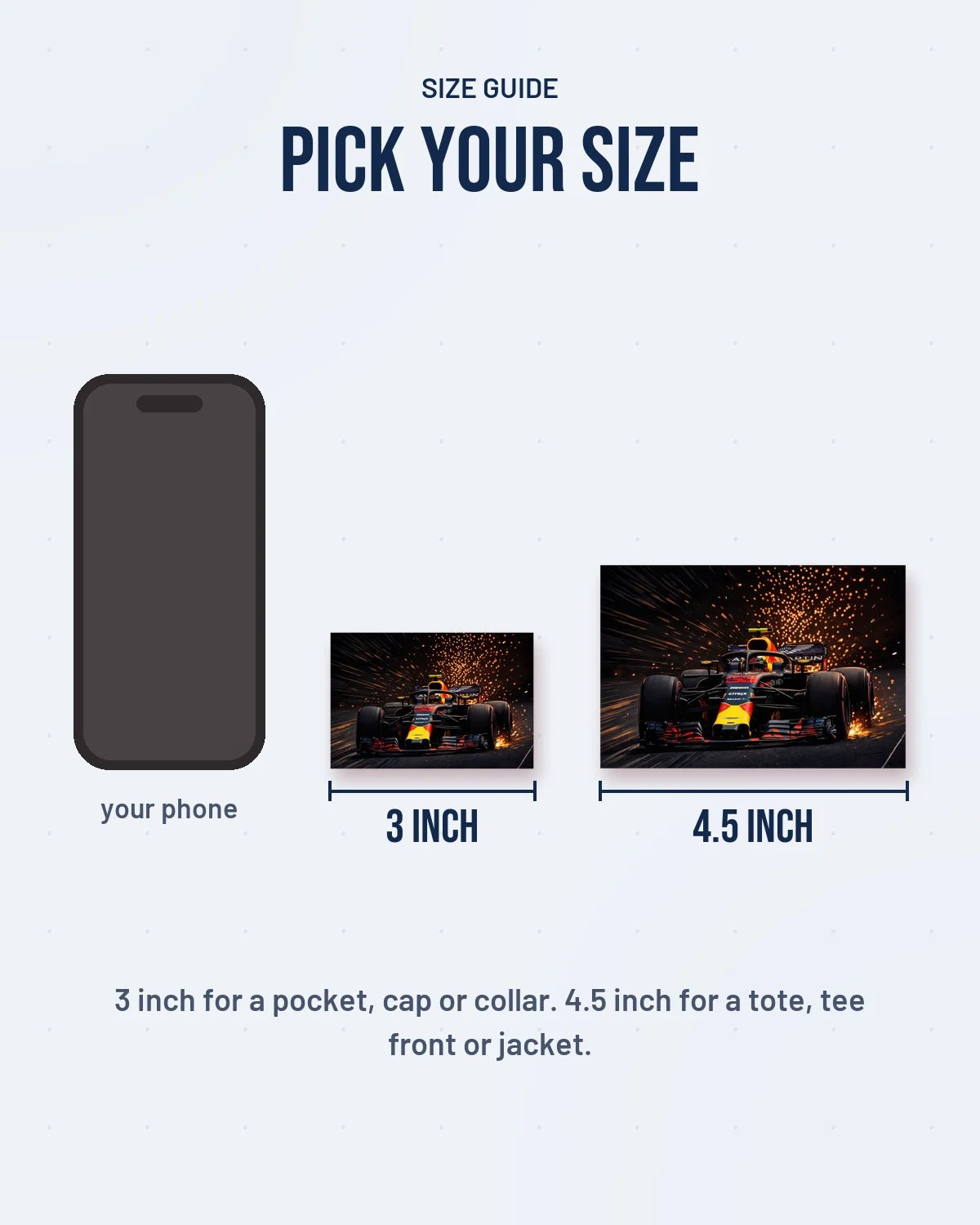 Size guide: 3 inch and 4.5 inch
