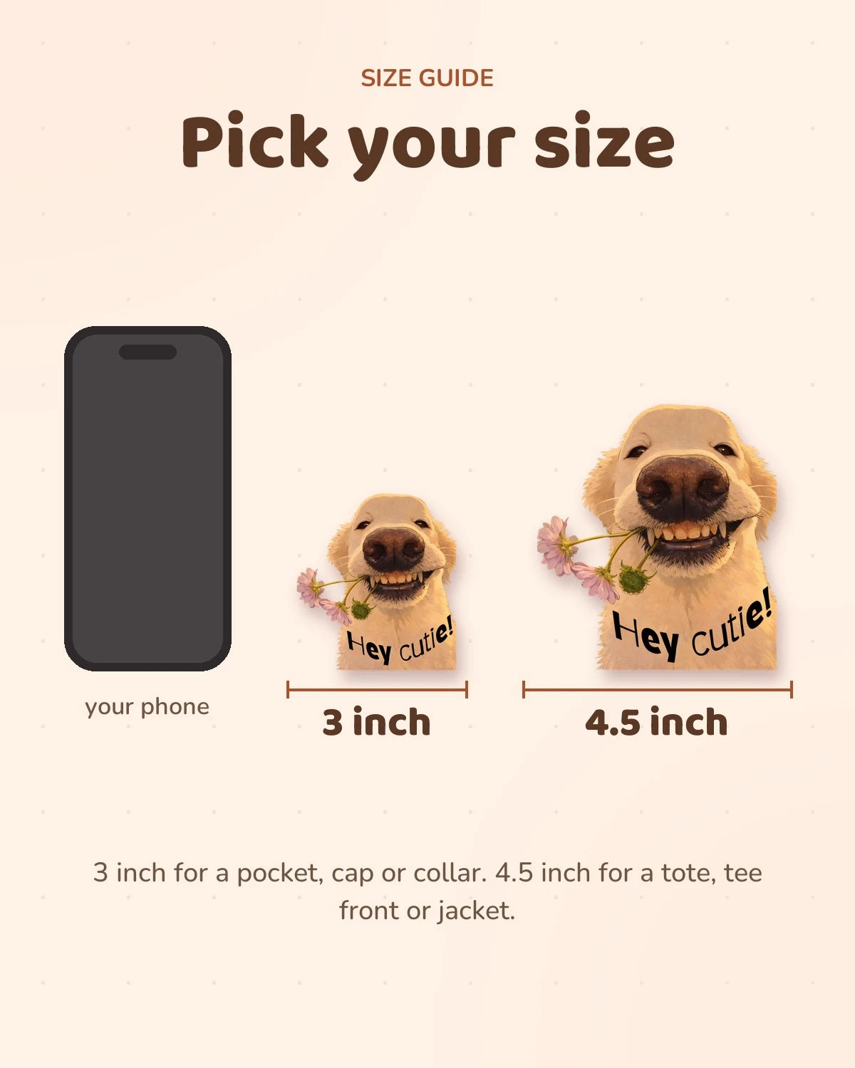 Size guide: 3 inch and 4.5 inch