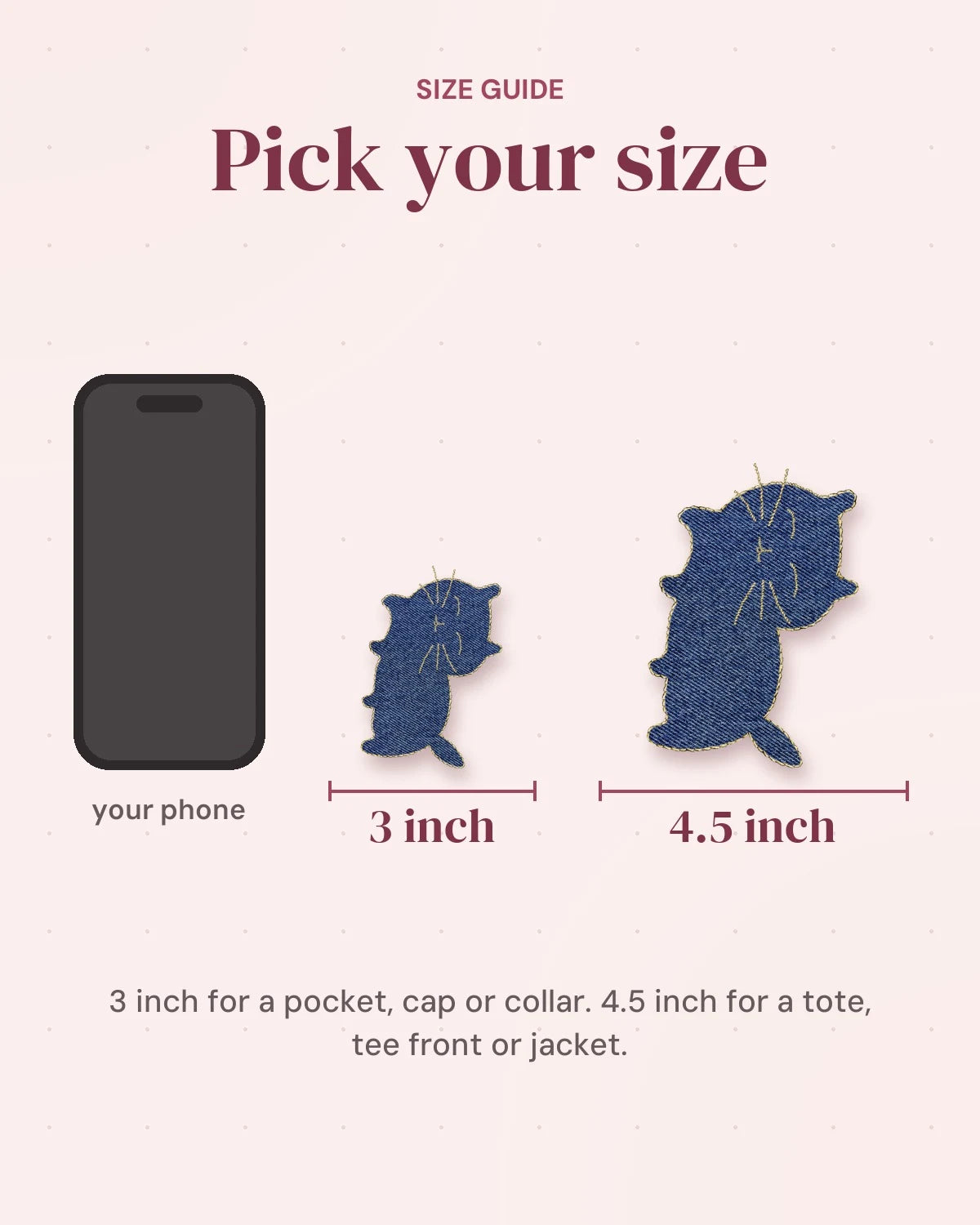 Size guide: 3 inch and 4.5 inch