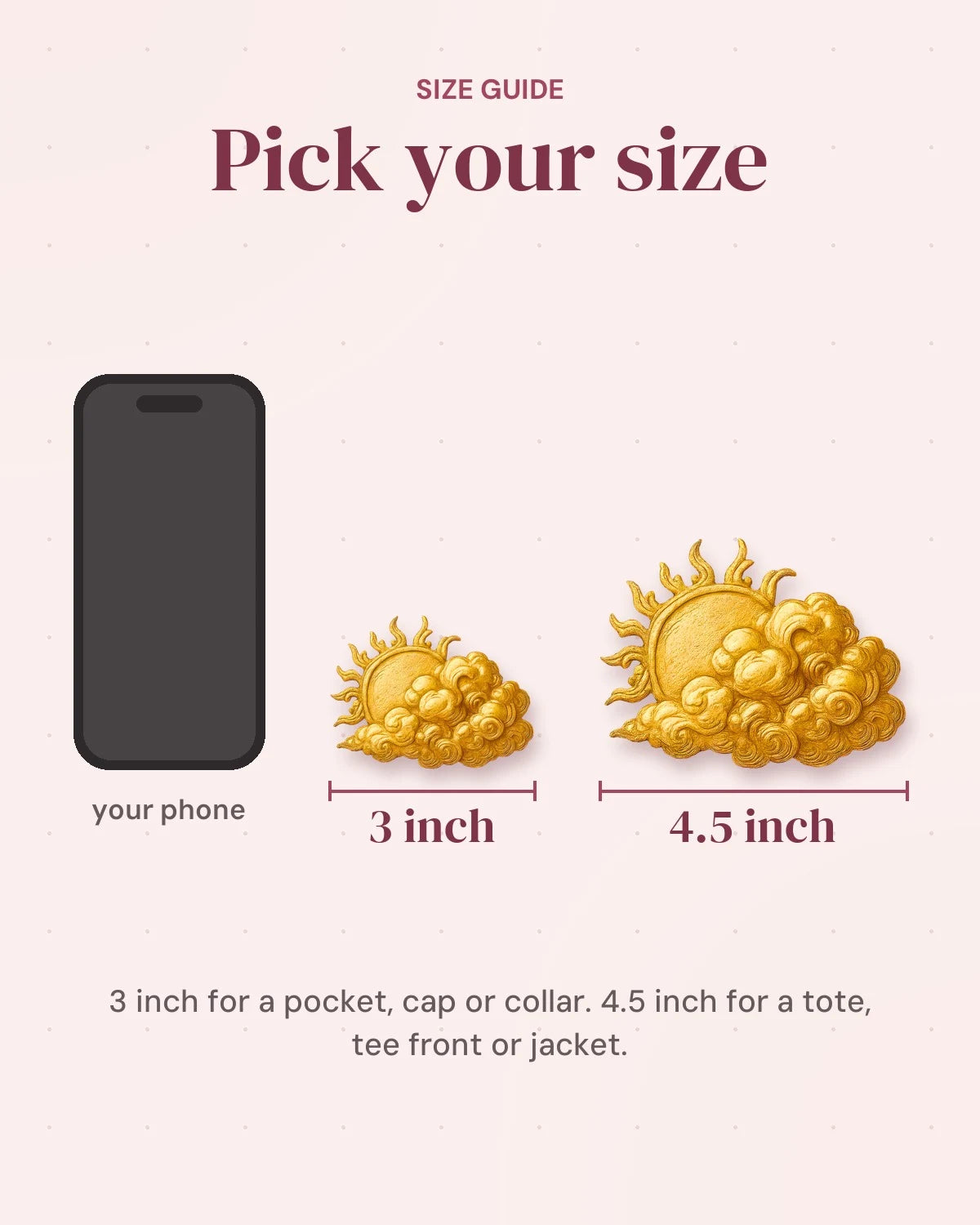 Size guide: 3 inch and 4.5 inch