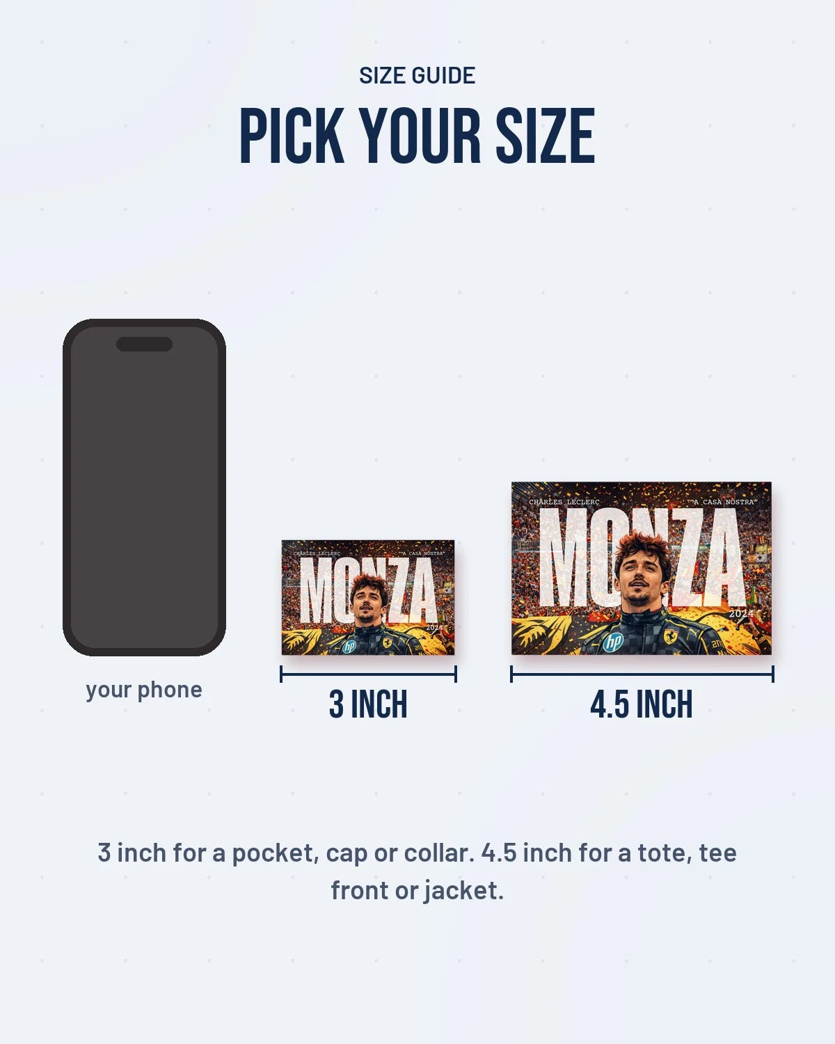 Size guide: 3 inch and 4.5 inch