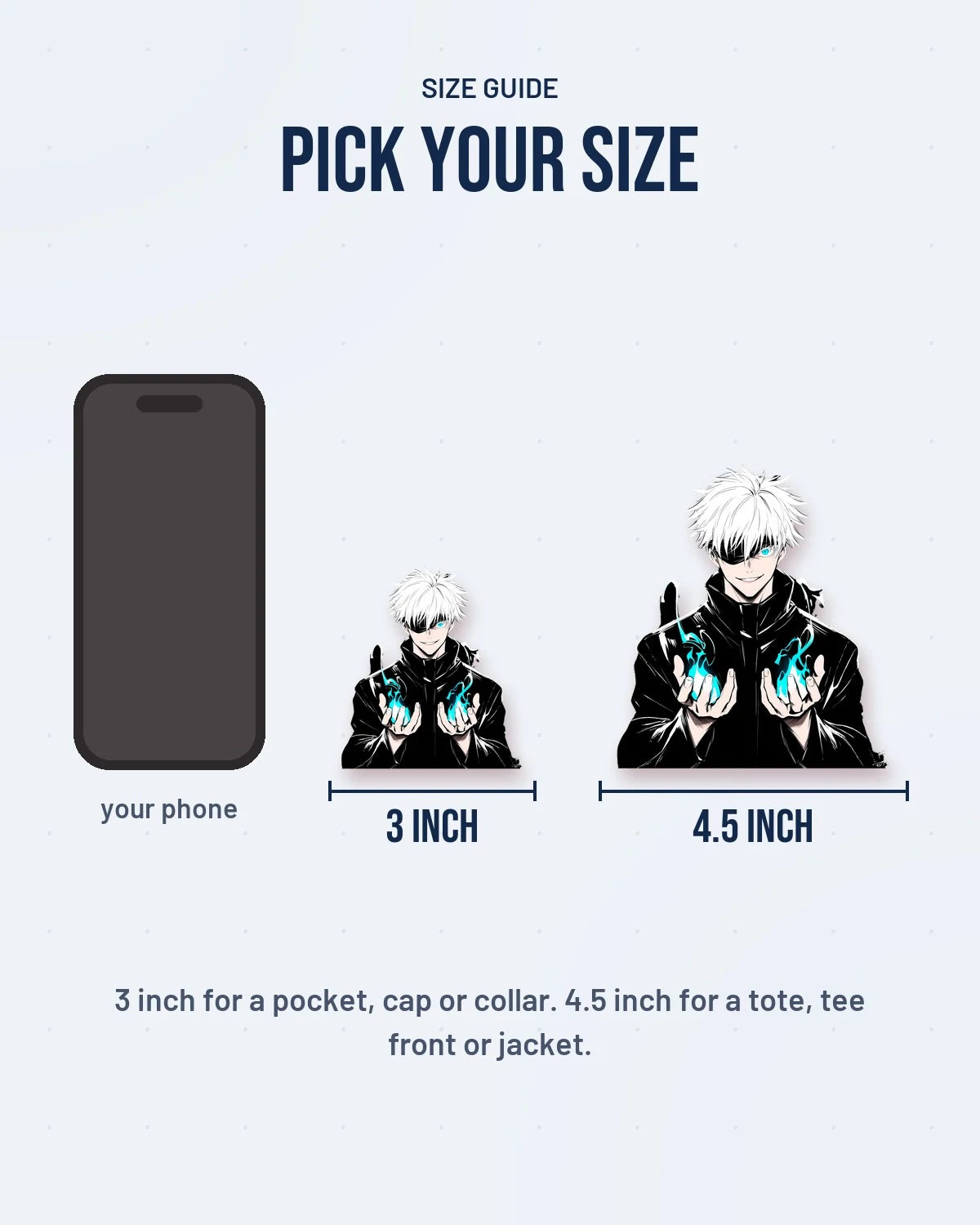 Size guide: 3 inch and 4.5 inch