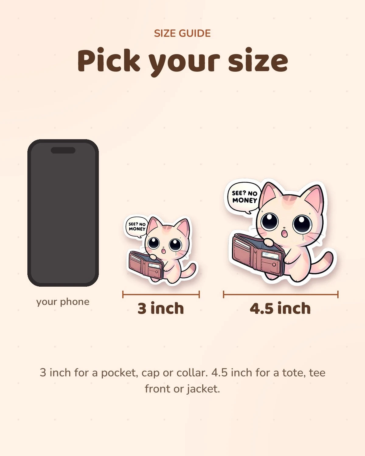 Size guide: 3 inch and 4.5 inch