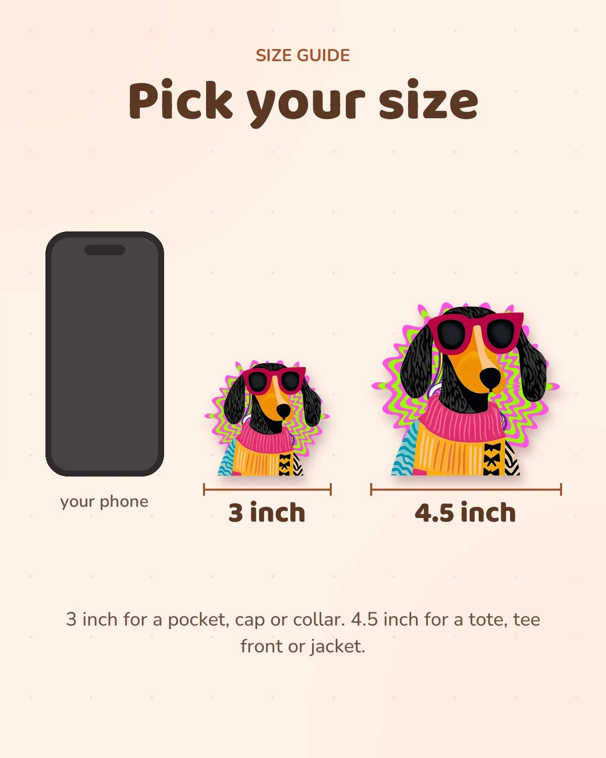 Size guide: 3 inch and 4.5 inch