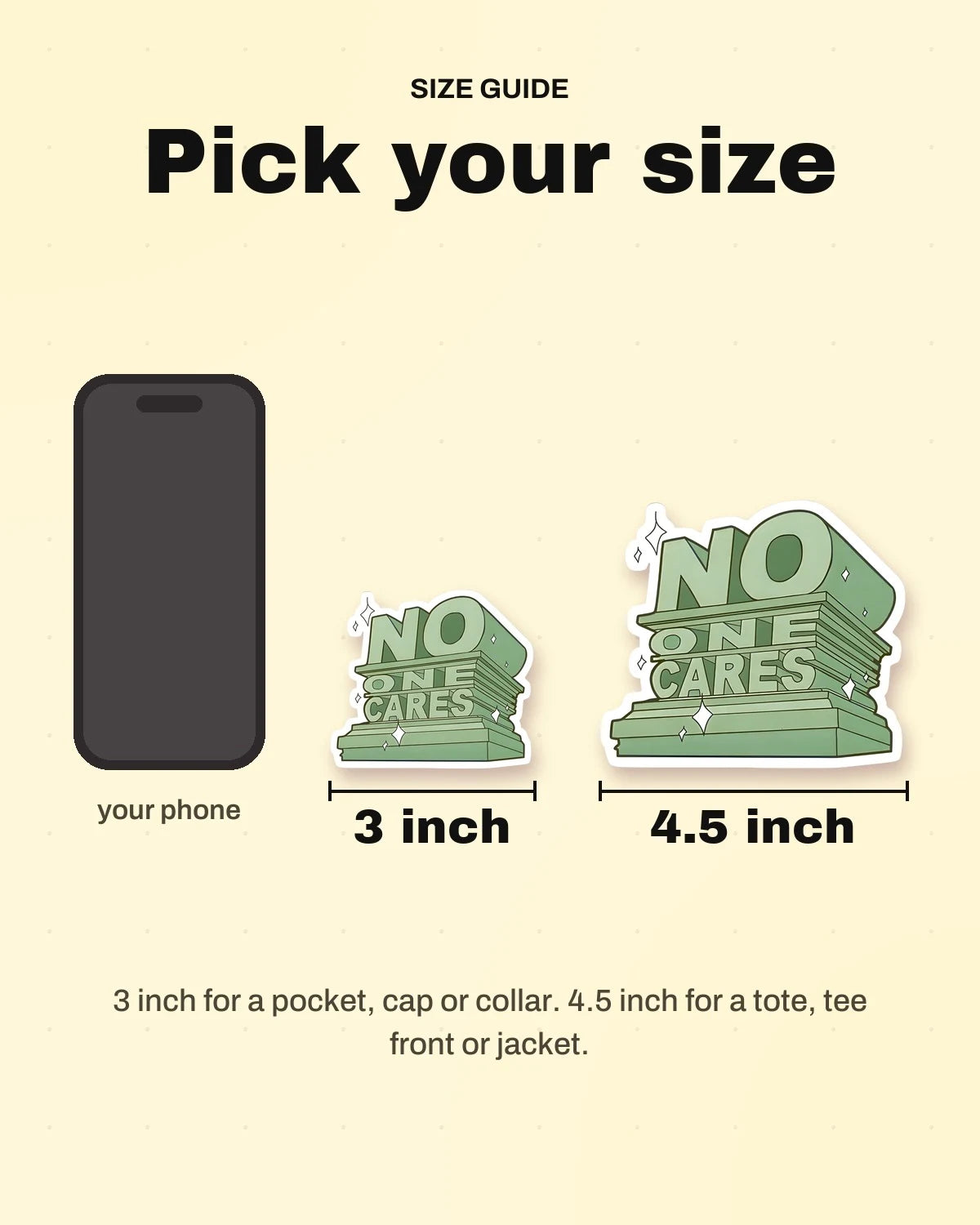 Size guide: 3 inch and 4.5 inch