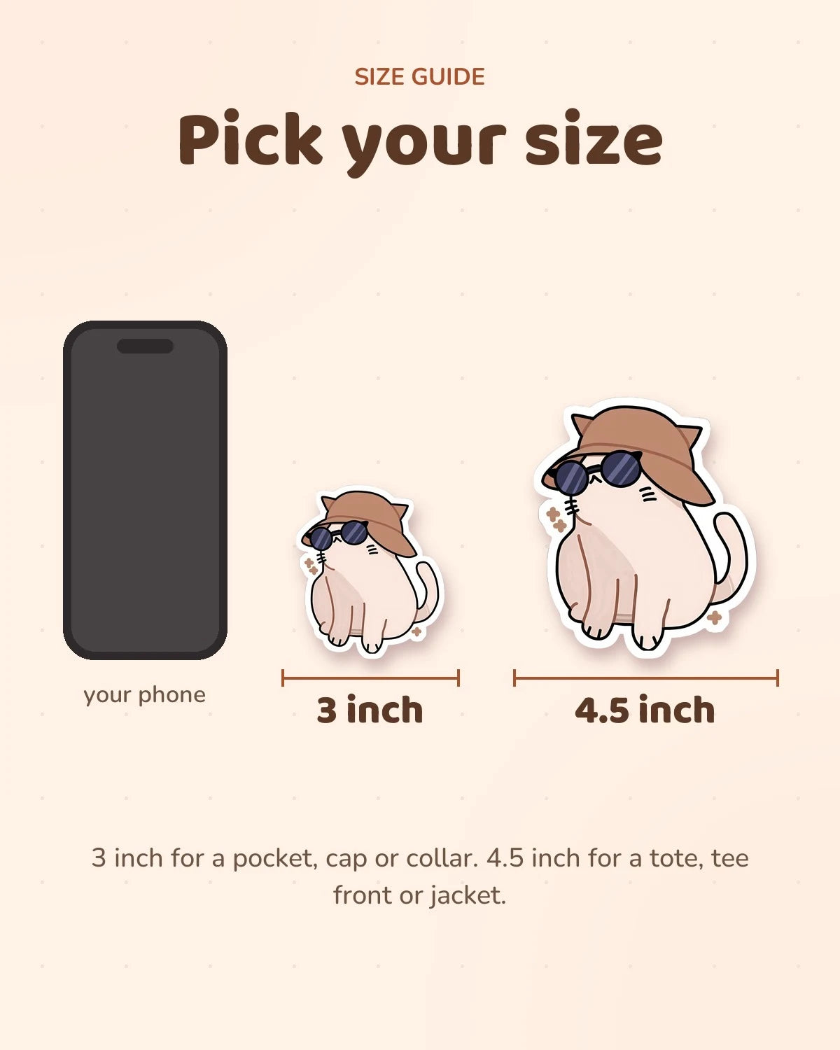Size guide: 3 inch and 4.5 inch