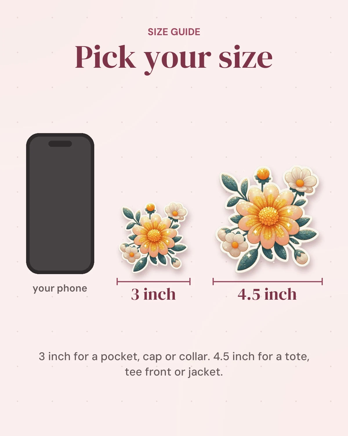 Size guide: 3 inch and 4.5 inch