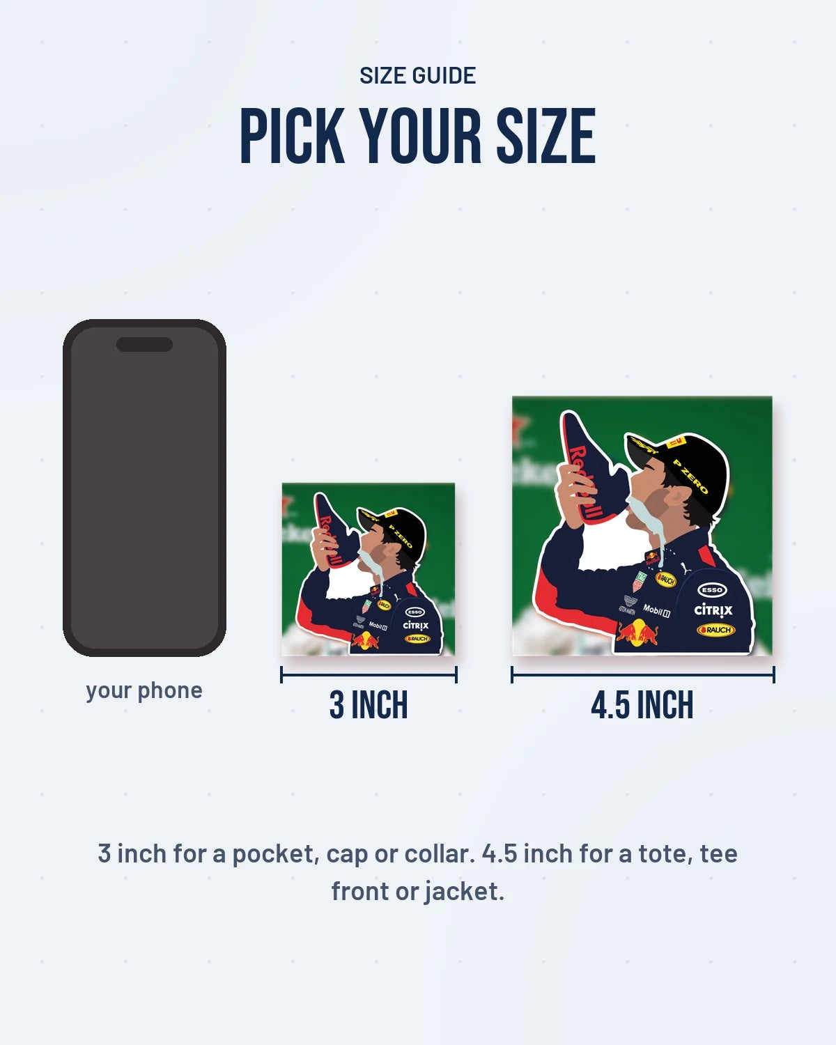 Size guide: 3 inch and 4.5 inch