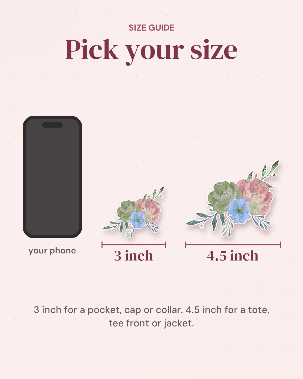 Size guide: 3 inch and 4.5 inch