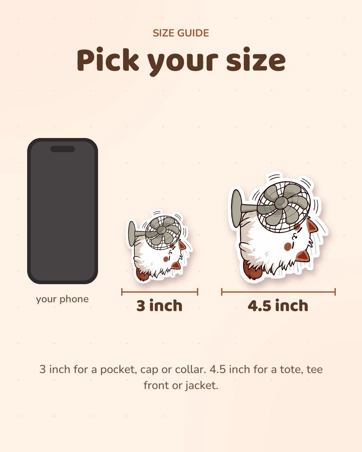 Size guide: 3 inch and 4.5 inch