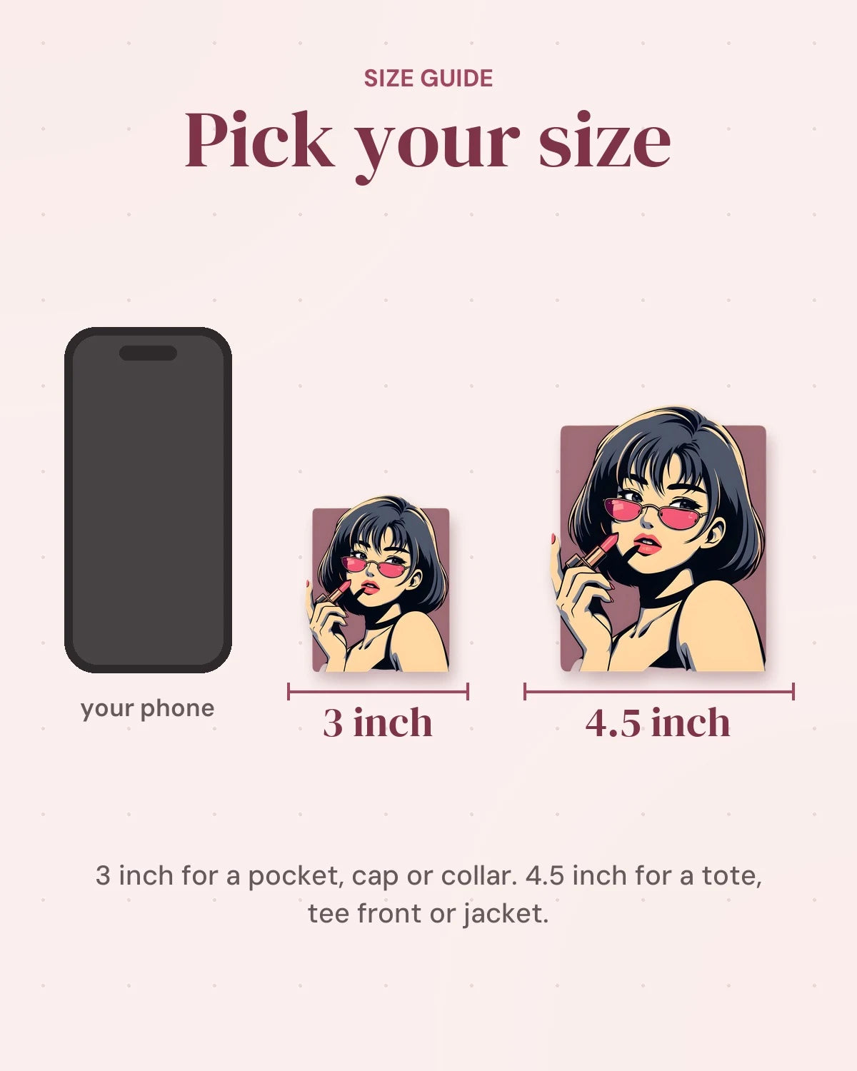 Size guide: 3 inch and 4.5 inch