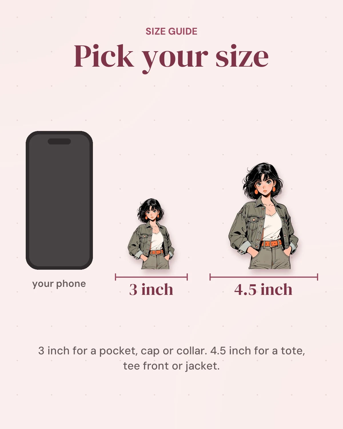 Size guide: 3 inch and 4.5 inch