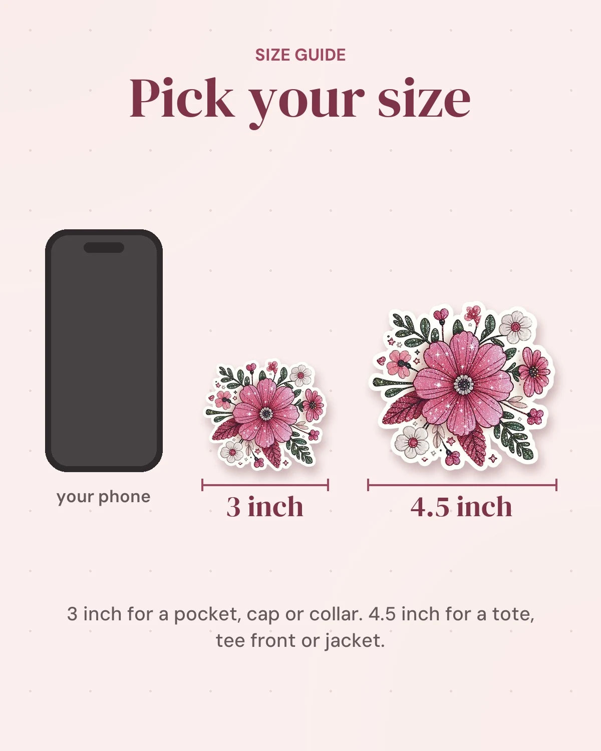 Size guide: 3 inch and 4.5 inch