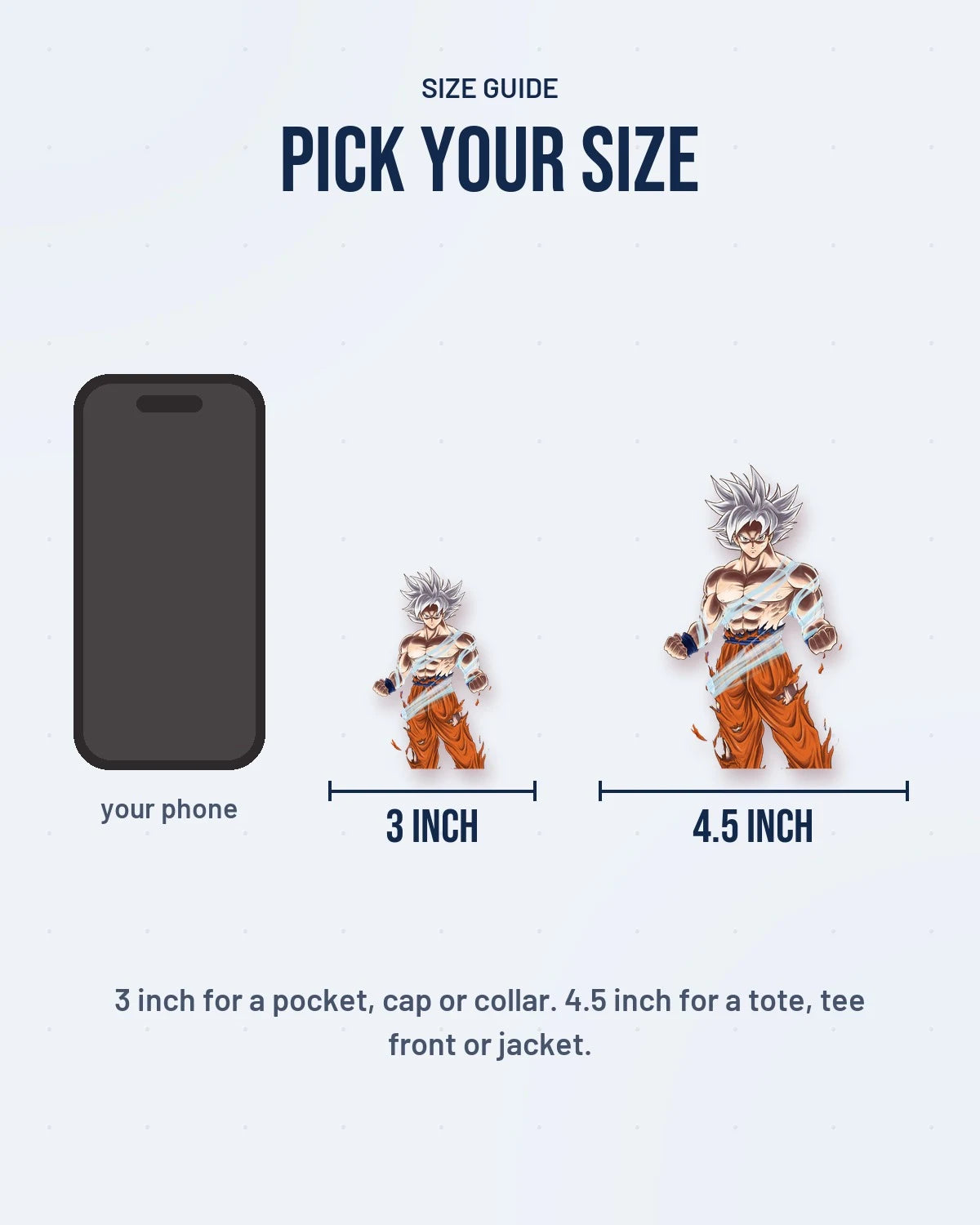 Size guide: 3 inch and 4.5 inch
