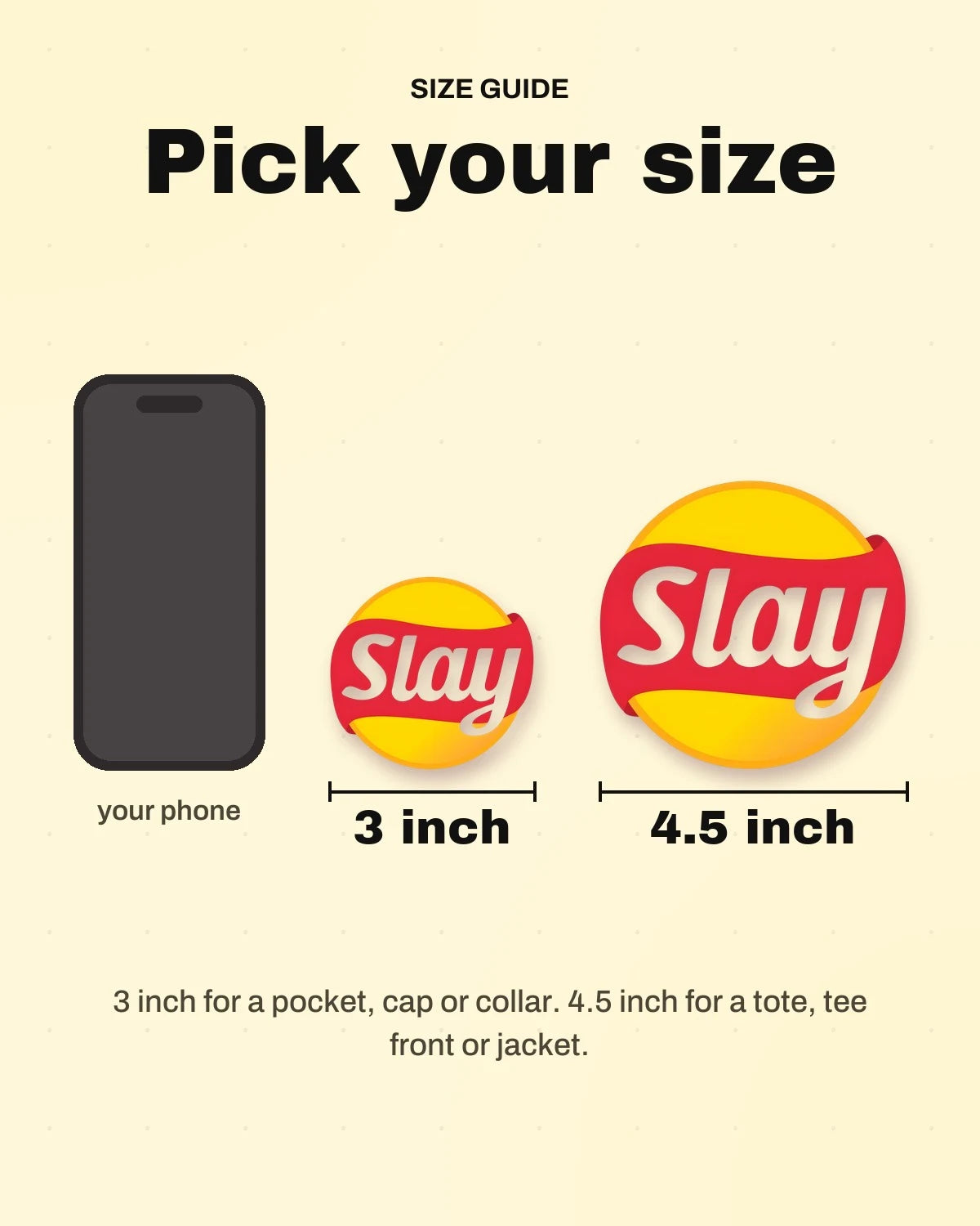 Size guide: 3 inch and 4.5 inch