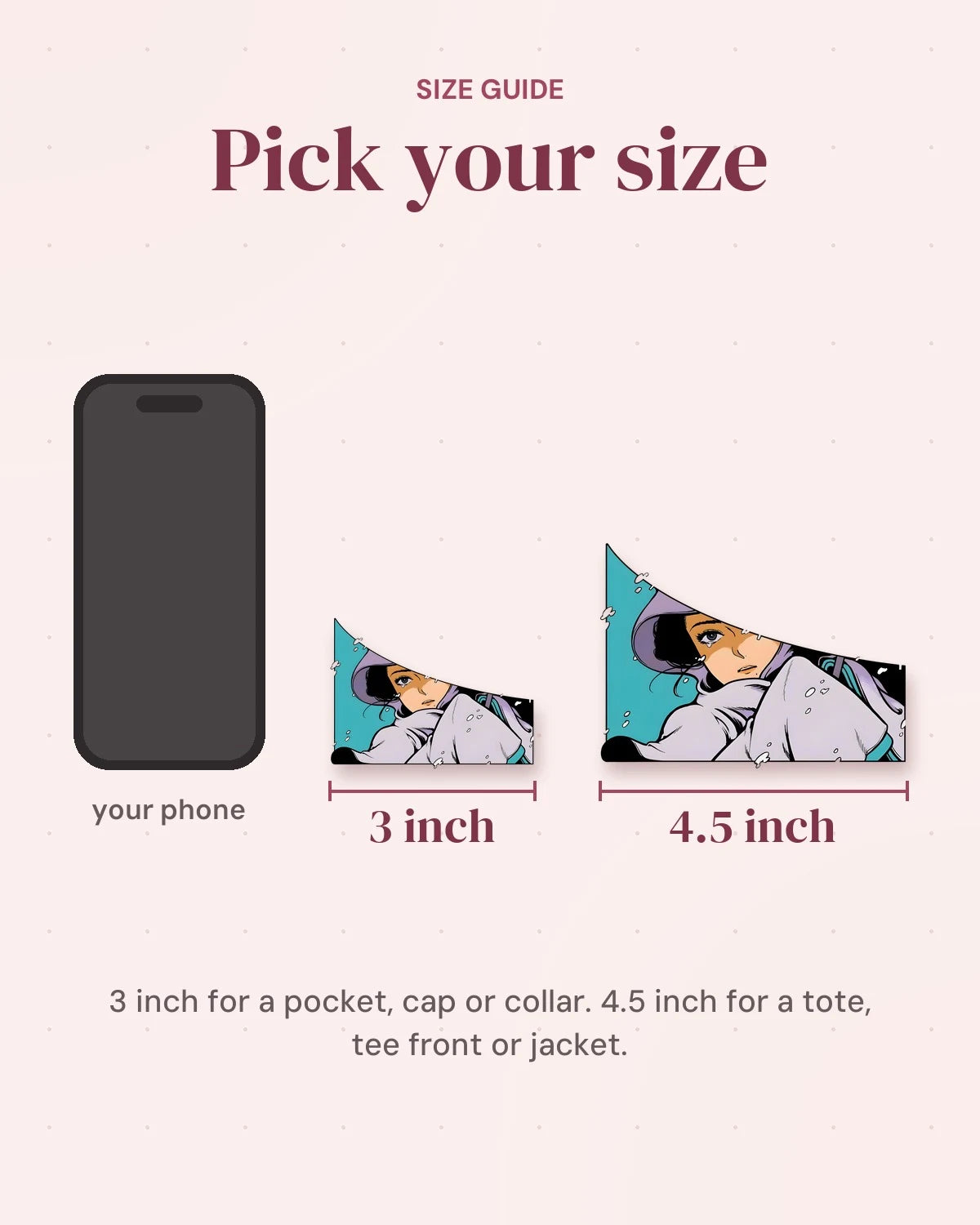Size guide: 3 inch and 4.5 inch