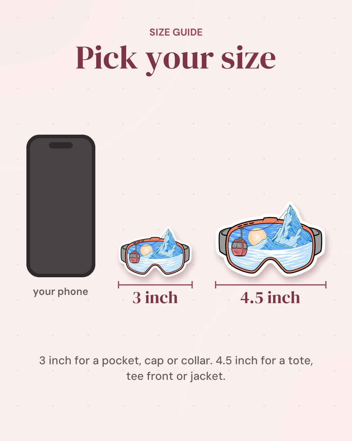 Size guide: 3 inch and 4.5 inch