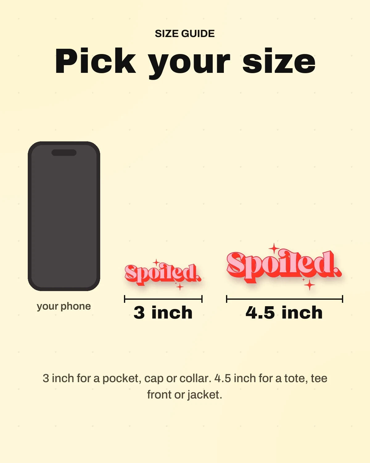 Size guide: 3 inch and 4.5 inch