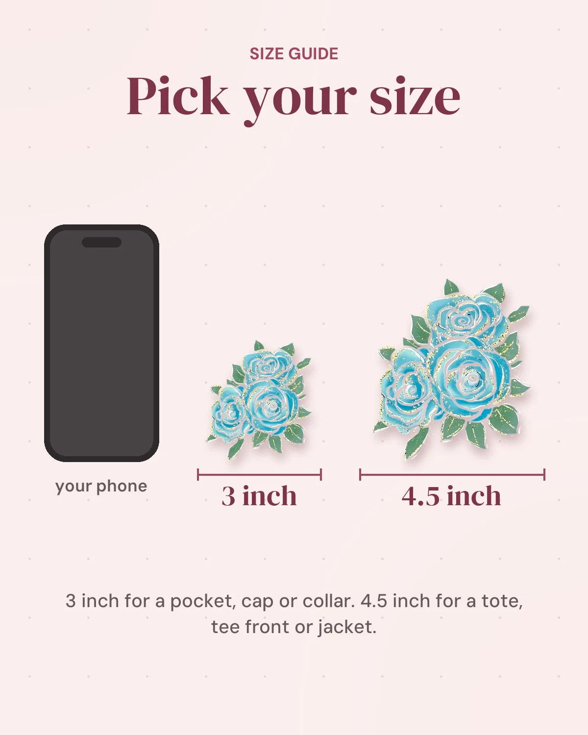 Size guide: 3 inch and 4.5 inch
