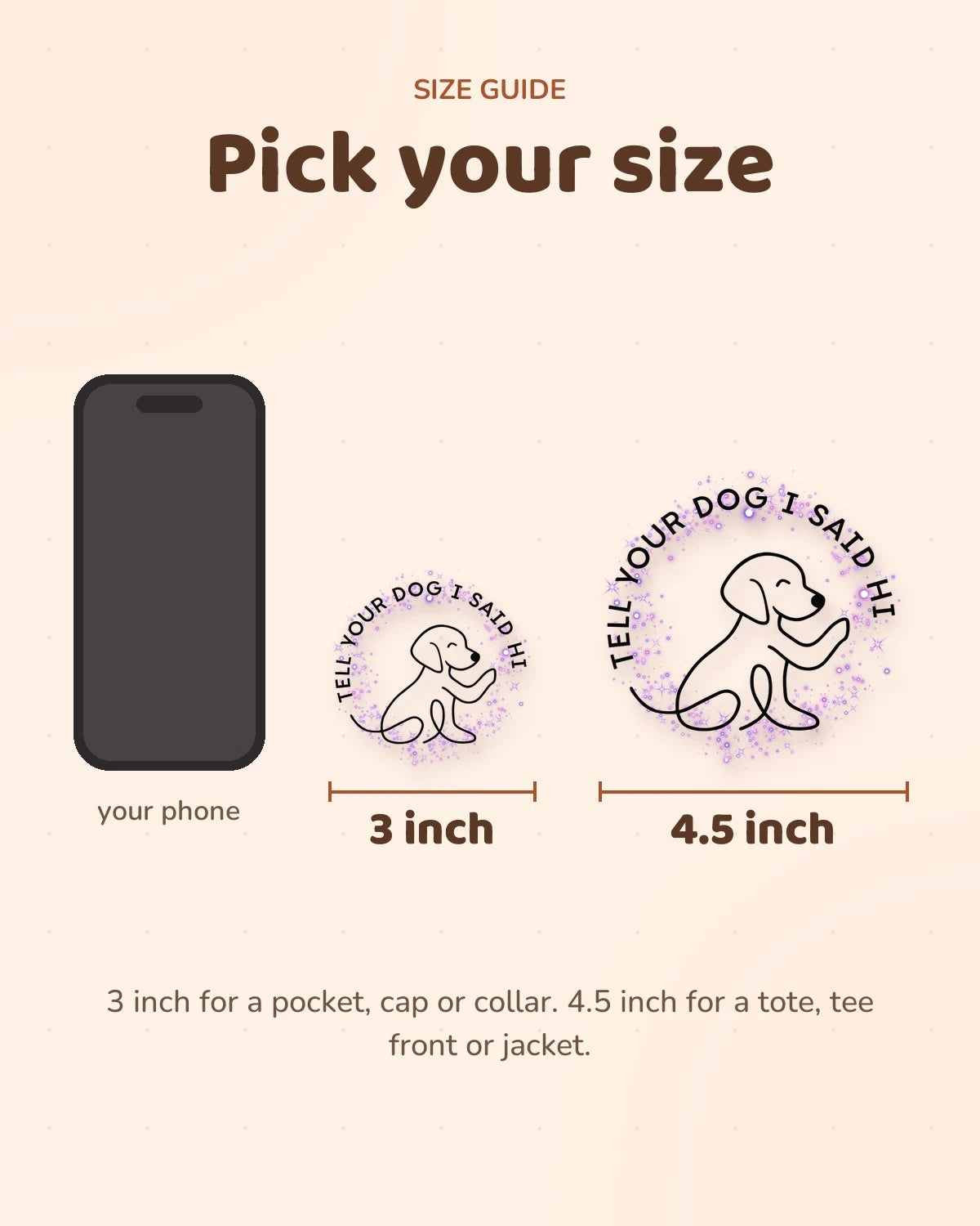 Size guide: 3 inch and 4.5 inch