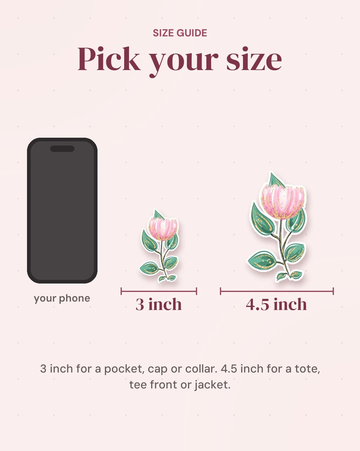 Size guide: 3 inch and 4.5 inch